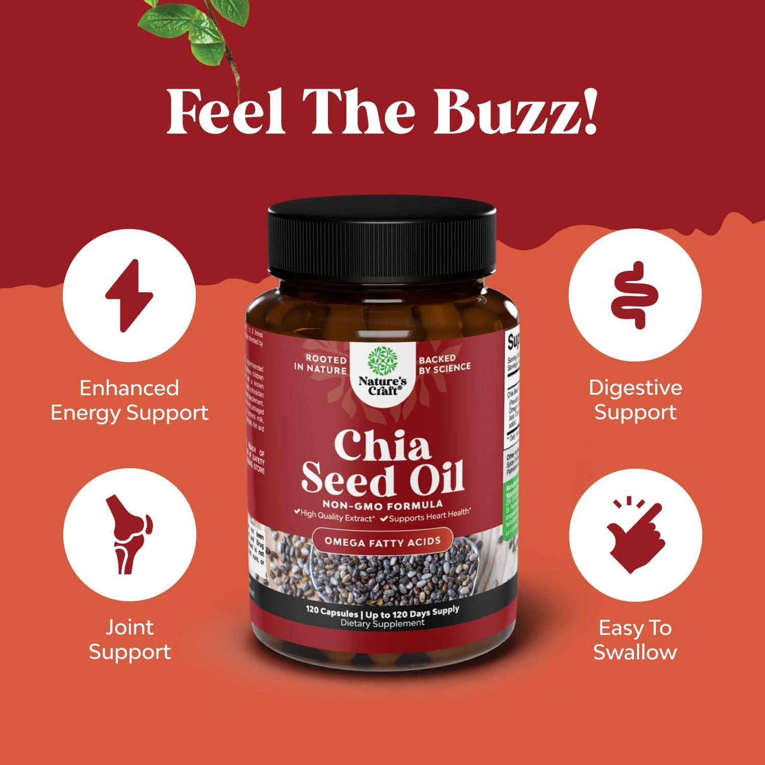 Cápsulas de Omega 3-6-9 de Semilla de Chía Natures Craft 120 Unidades