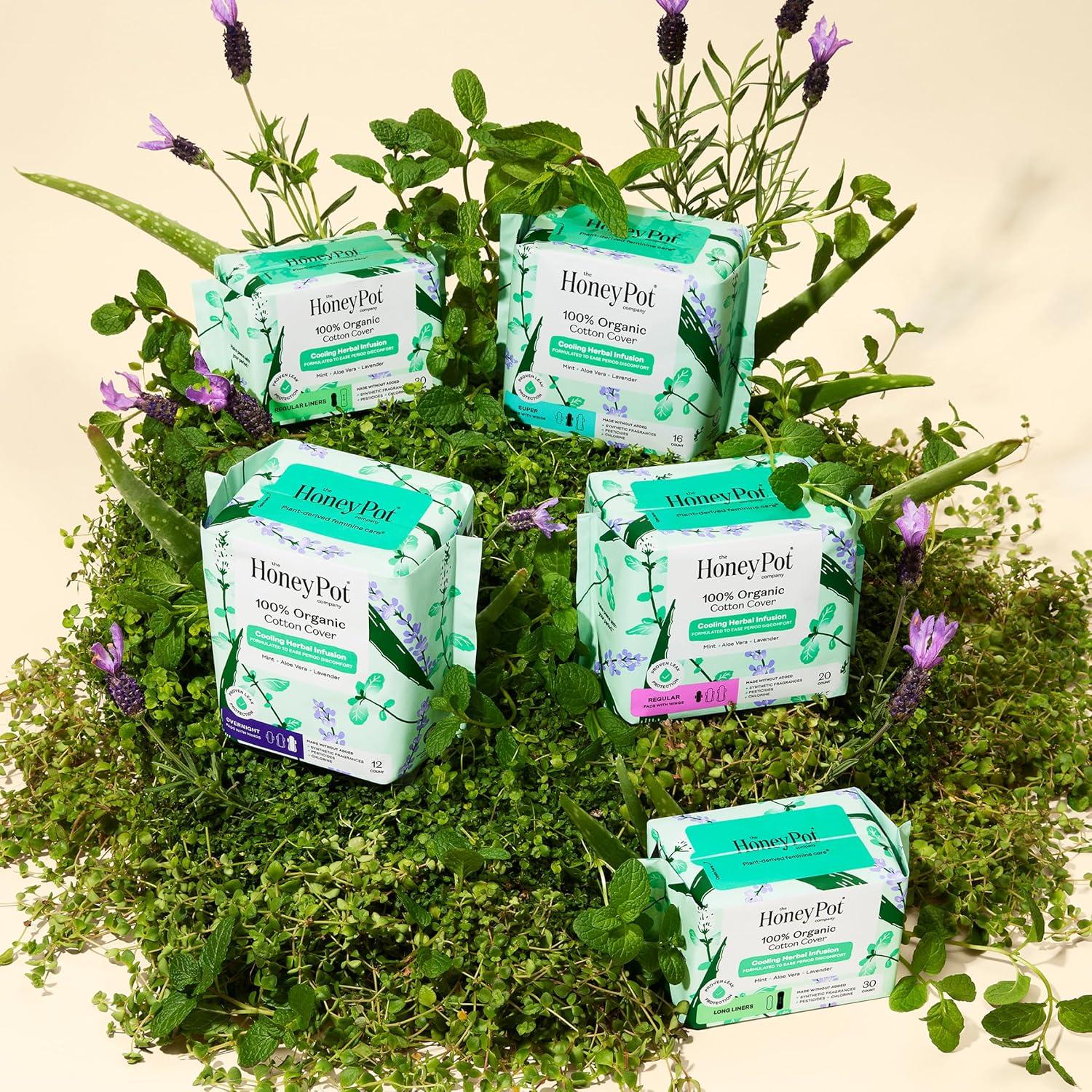 Compresas Sanitarias Herbales The Honey Pot - Flujo Regular 20 ct