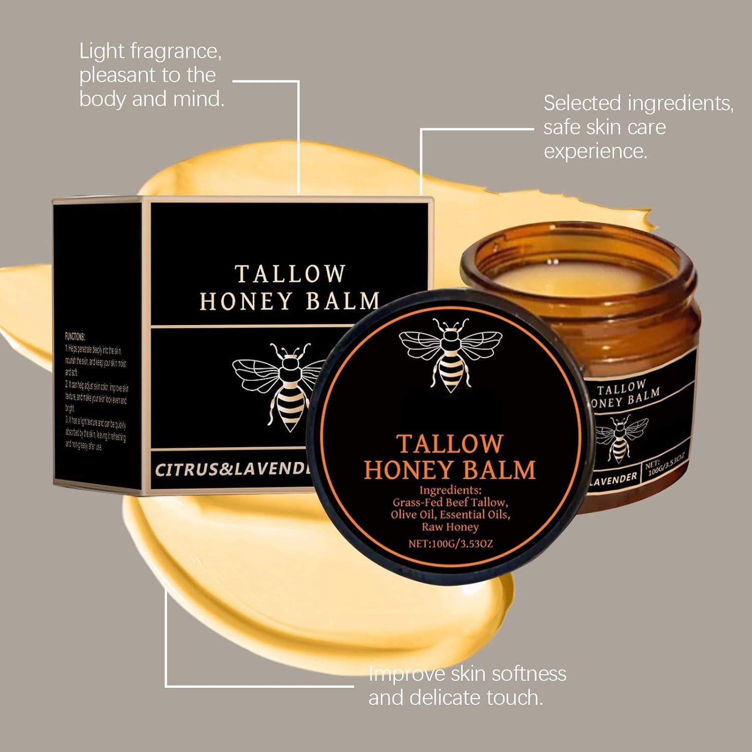 Bálsamo Hidratante CZ con Sebo de Res y Miel 100g