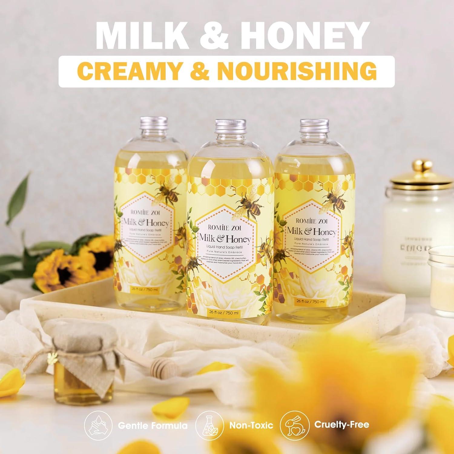 Recarga de Jabón de Manos ROMIIE ZOI 3x26oz Miel y Leche