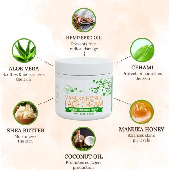Crema Facial Hidratante Wild Naturals Miel de Manuka 104g