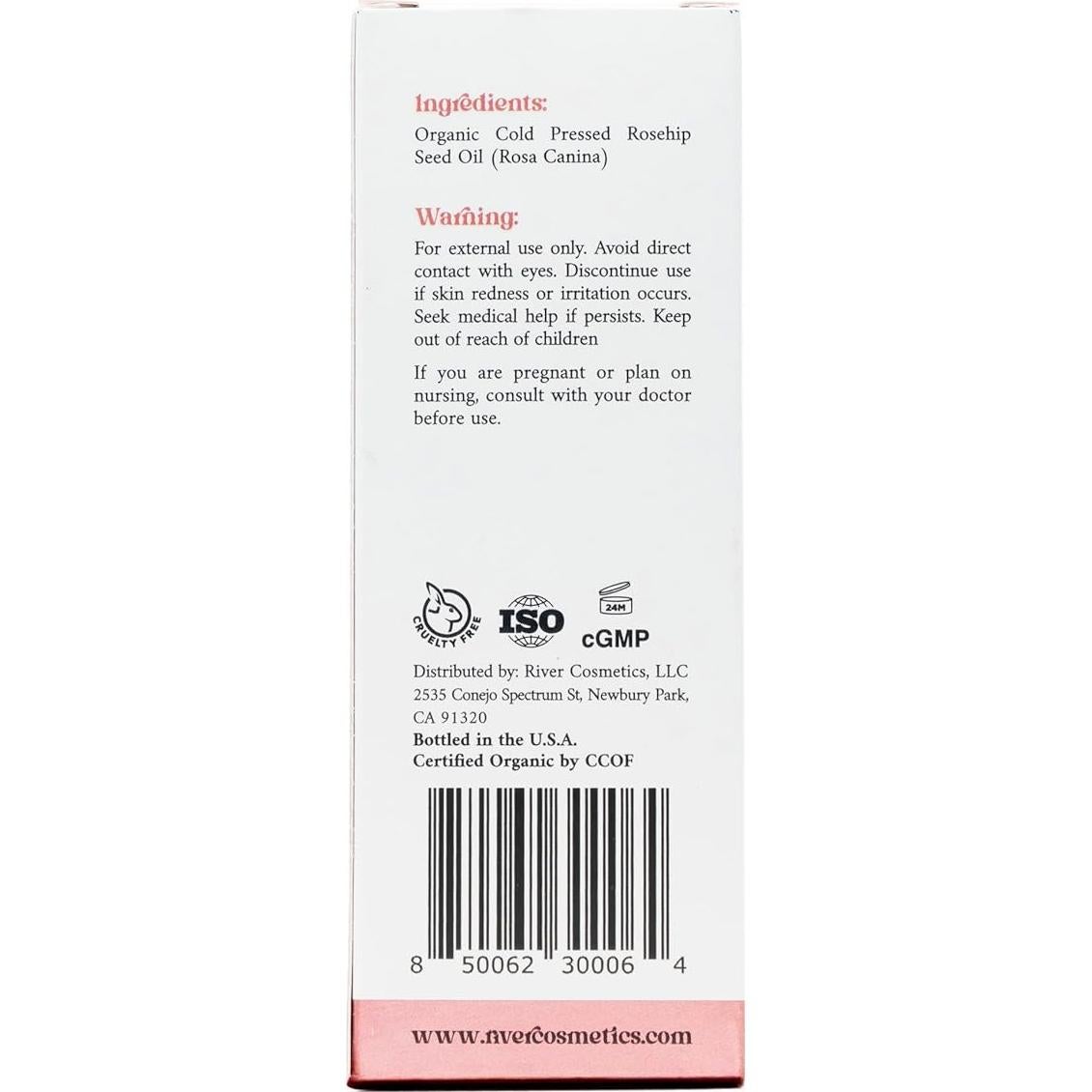 Aceite de Rosa Mosqueta Orgánico River Cosmetics 59 ml - Hidratante Facial y Capilar