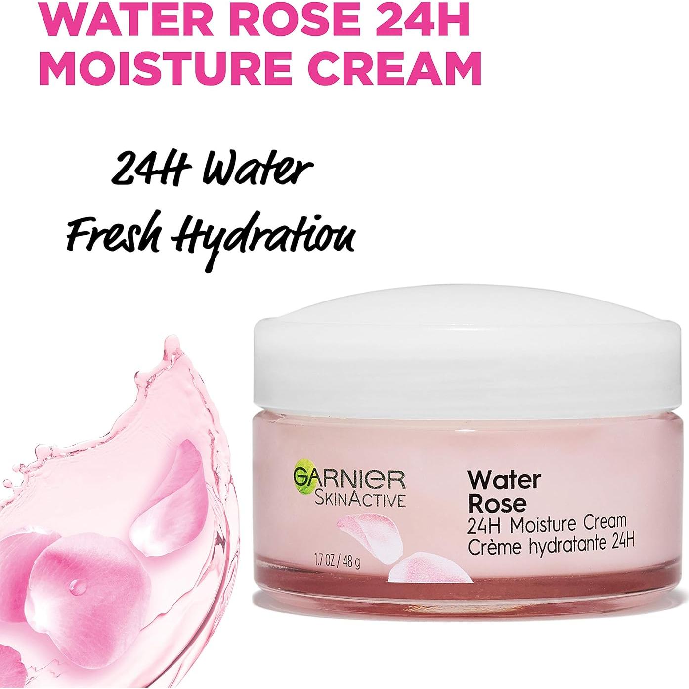 Crema Hidratante 24H Garnier con Agua de Rosa y Ácido Hialurónico 48g
