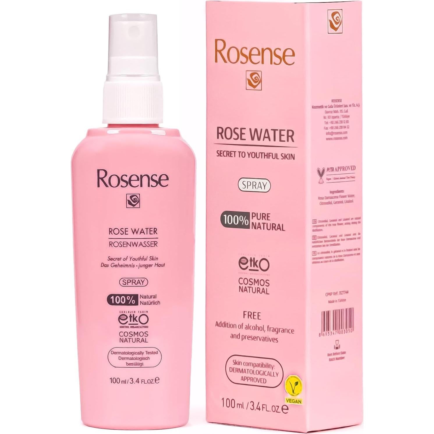 Agua de Rosa Natural Rosense 100mL - Sin Aditivos ni Químicos
