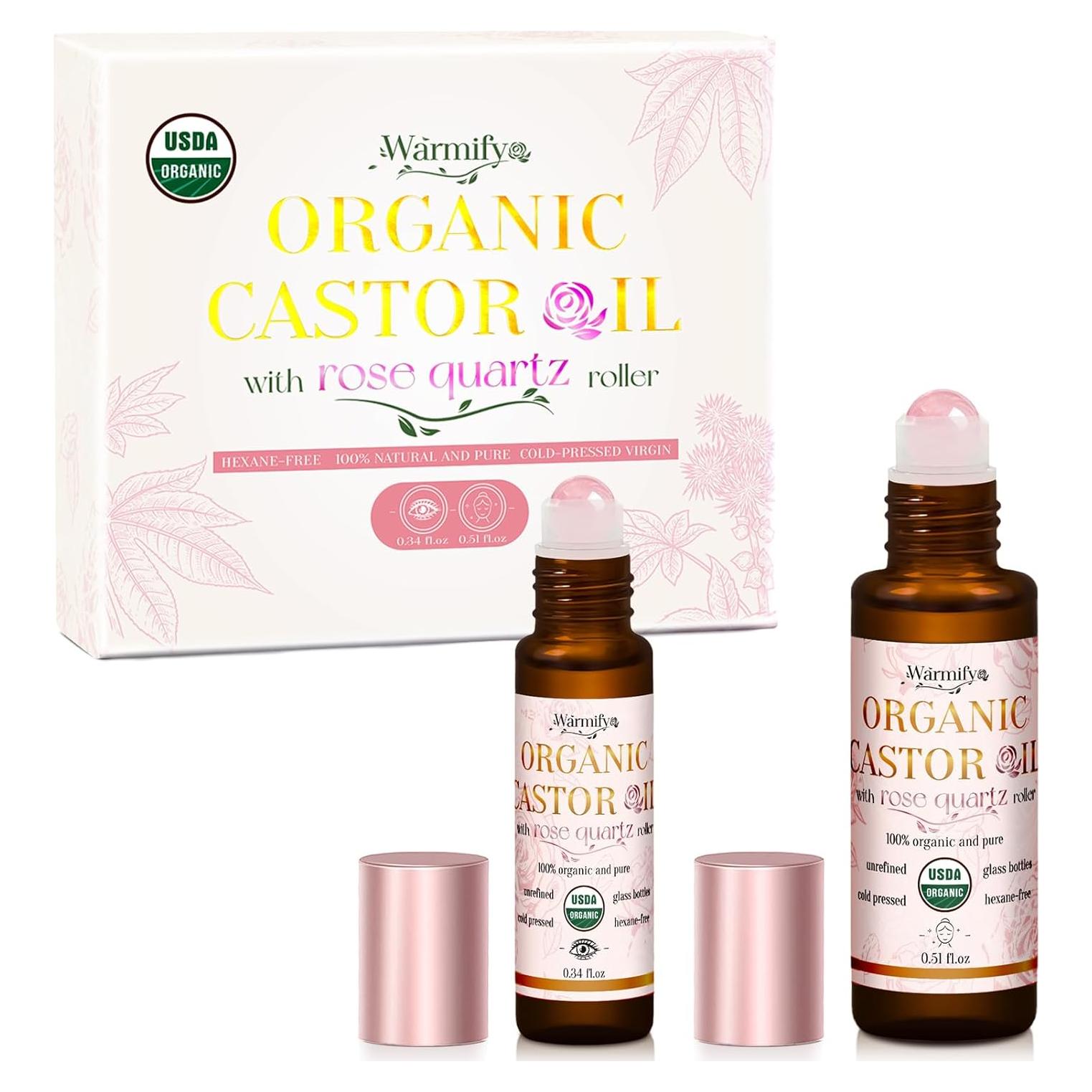 Aceite de Ricino Orgánico Roll On Warmify - Cuarzo Rosa 160g