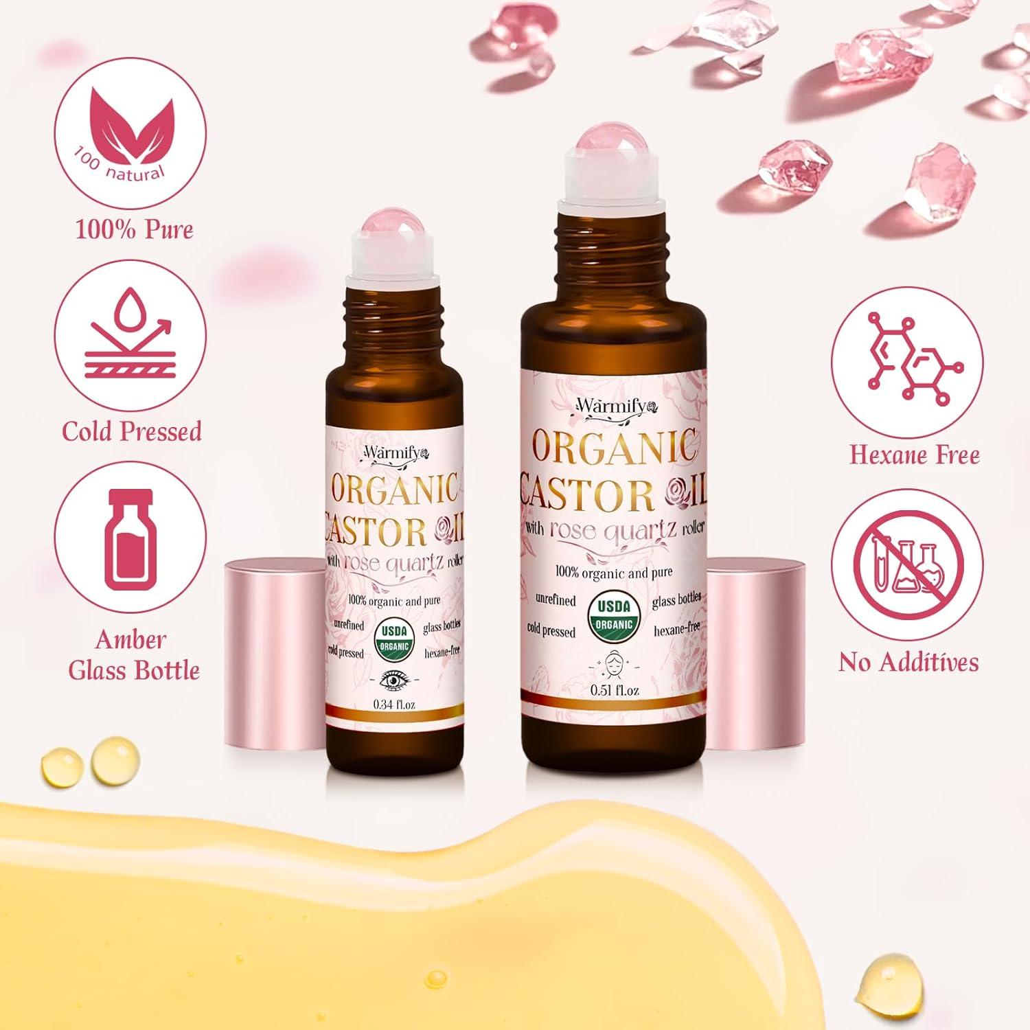 Aceite de Ricino Orgánico Roll On Warmify - Cuarzo Rosa 160g