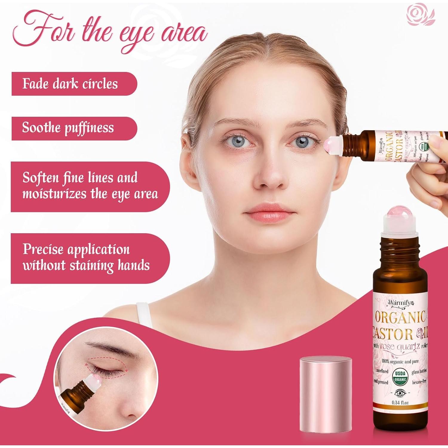 Aceite de Ricino Orgánico Roll On Warmify - Cuarzo Rosa 160g