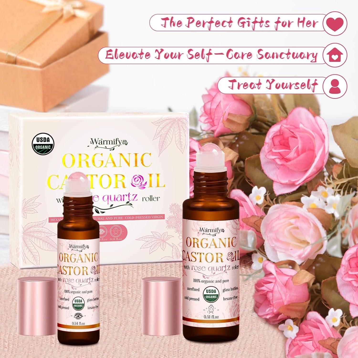 Aceite de Ricino Orgánico Roll On Warmify - Cuarzo Rosa 160g