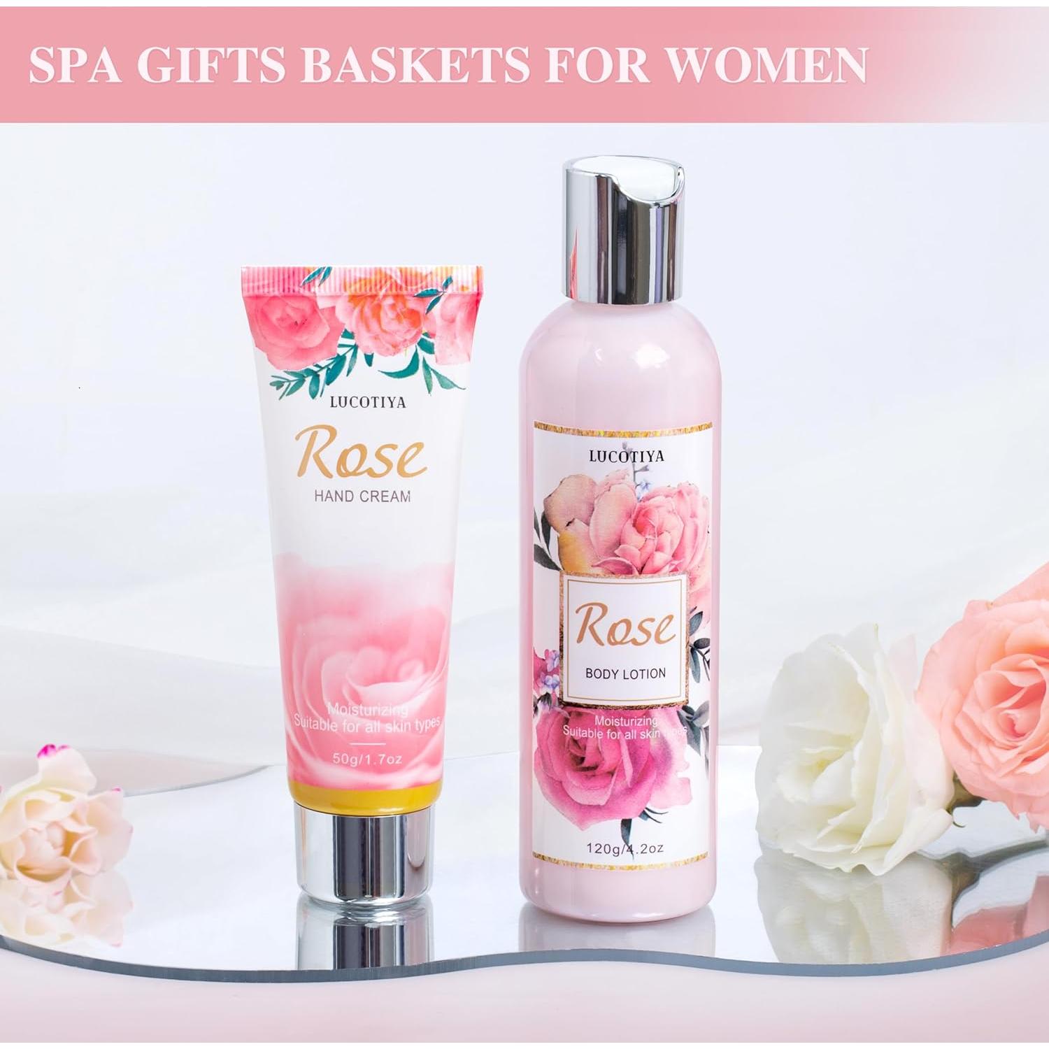 Canasta de Spa Rosa LUCOTIYA - Regalos de Cuidado Personal
