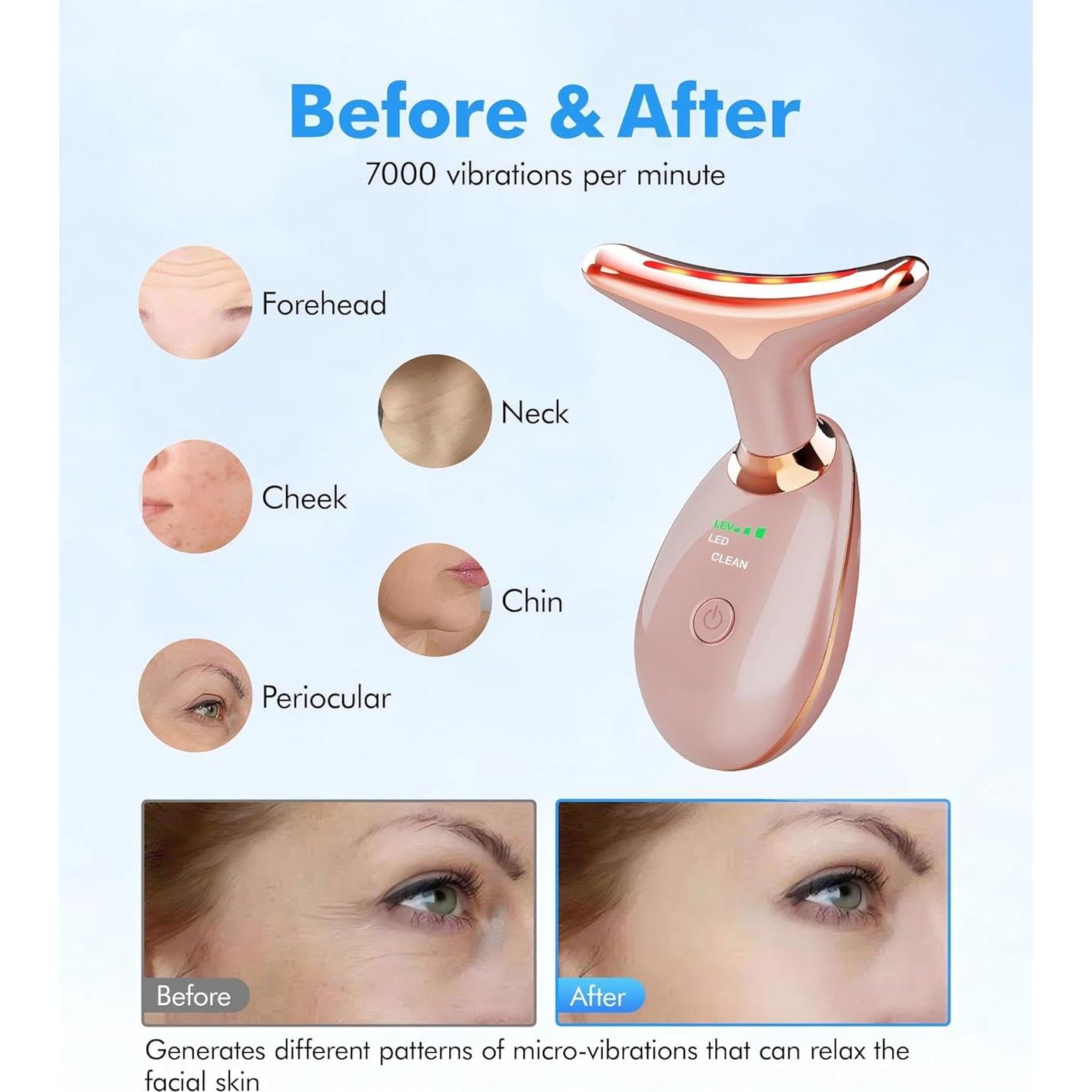 Masajeadora Facial Vibrante Sunpint ES-1081 Oro Rosa 7 Colores