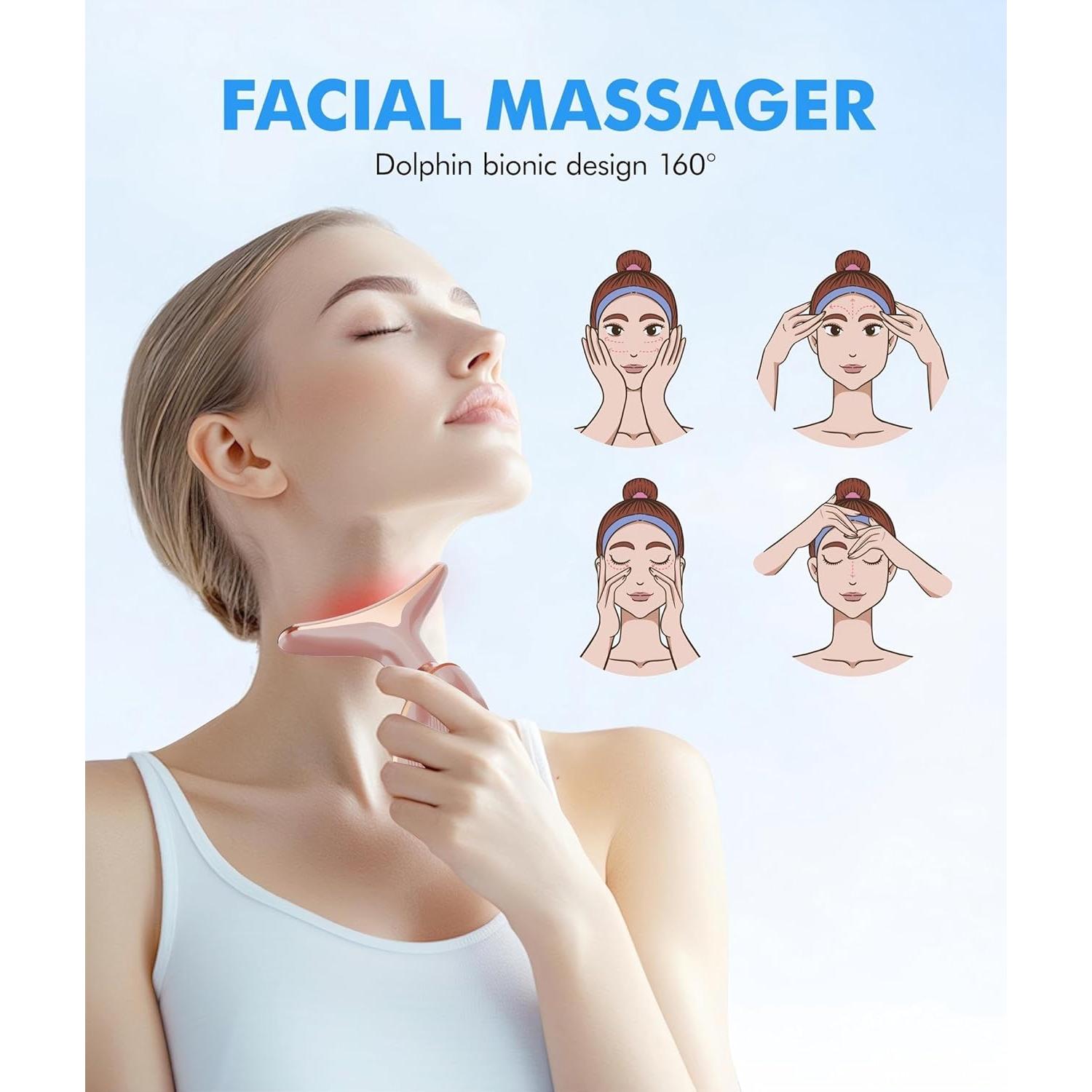 Masajeadora Facial Vibrante Sunpint ES-1081 Oro Rosa 7 Colores