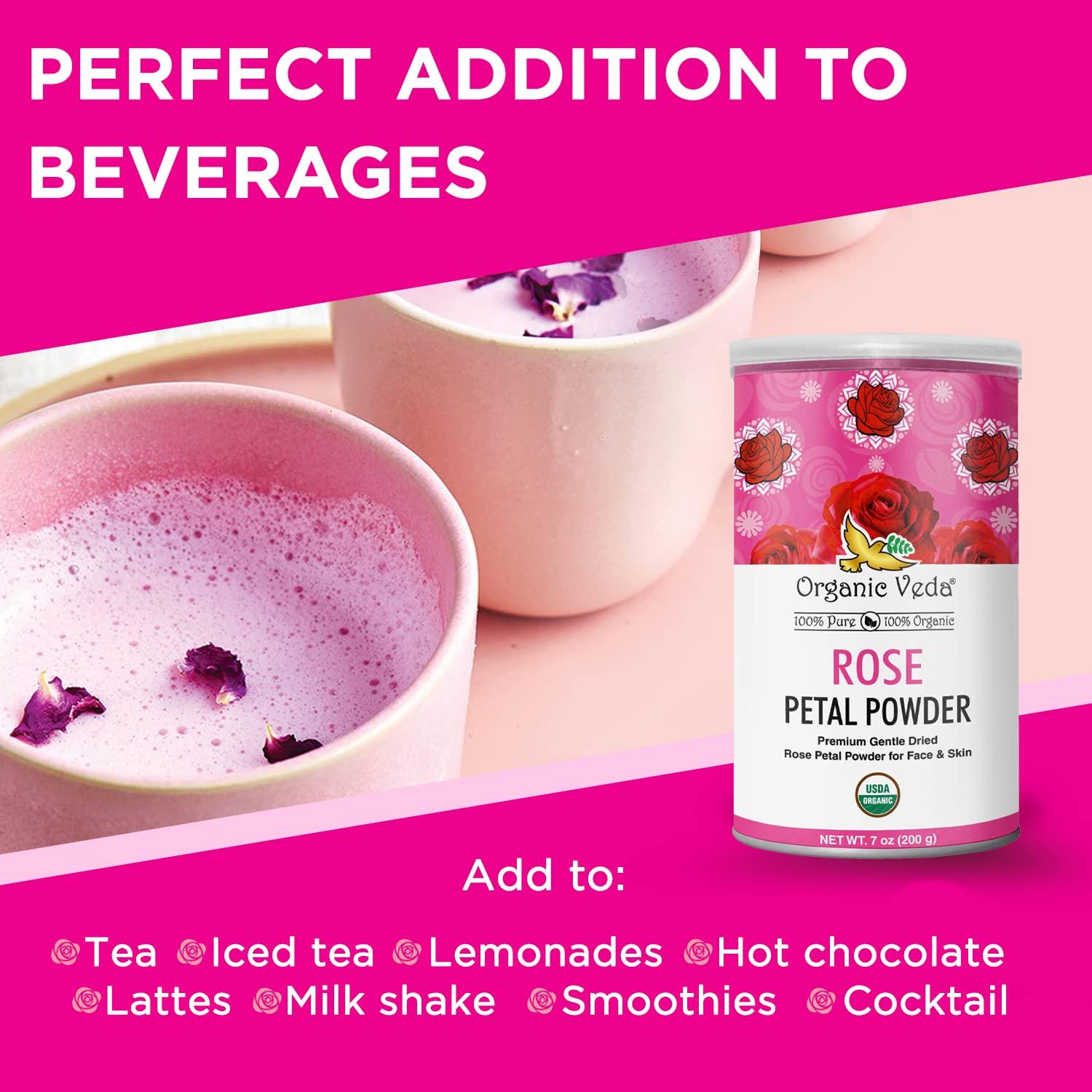 Polvo de Pétalos de Rosa Orgánico Veda 198g - Comestible y Natural