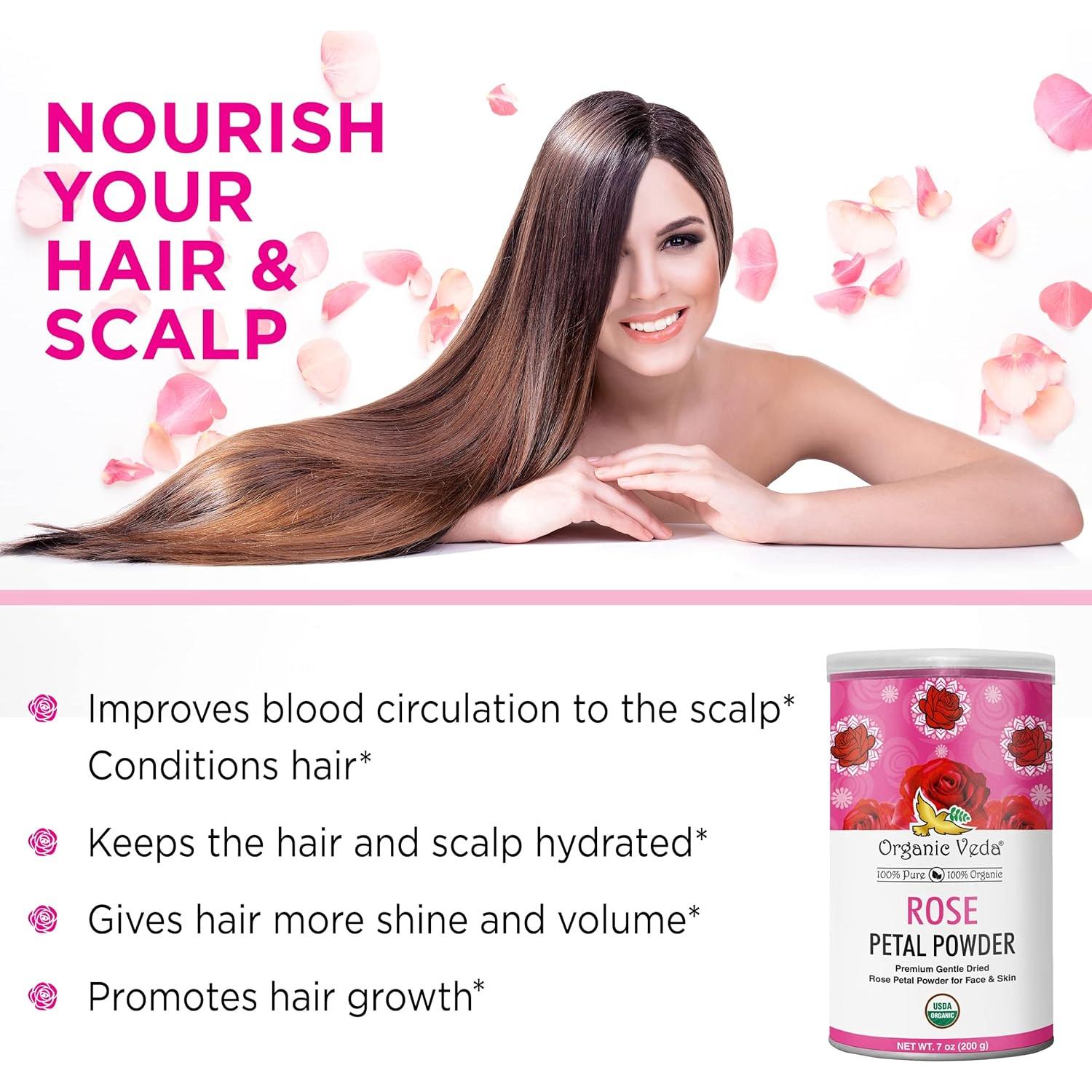 Polvo de Pétalos de Rosa Orgánico Veda 198g - Comestible y Natural