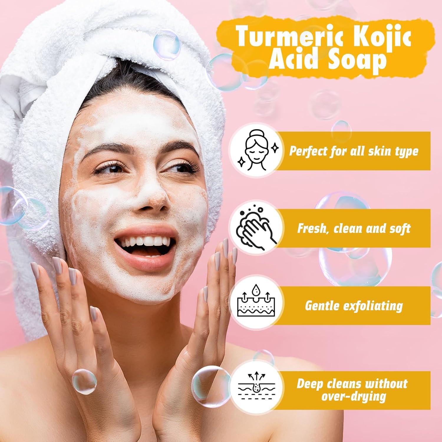 Barra de Jabón de Ácido Kójico Urrznp con Cúrcuma y Limón 2 Unidades