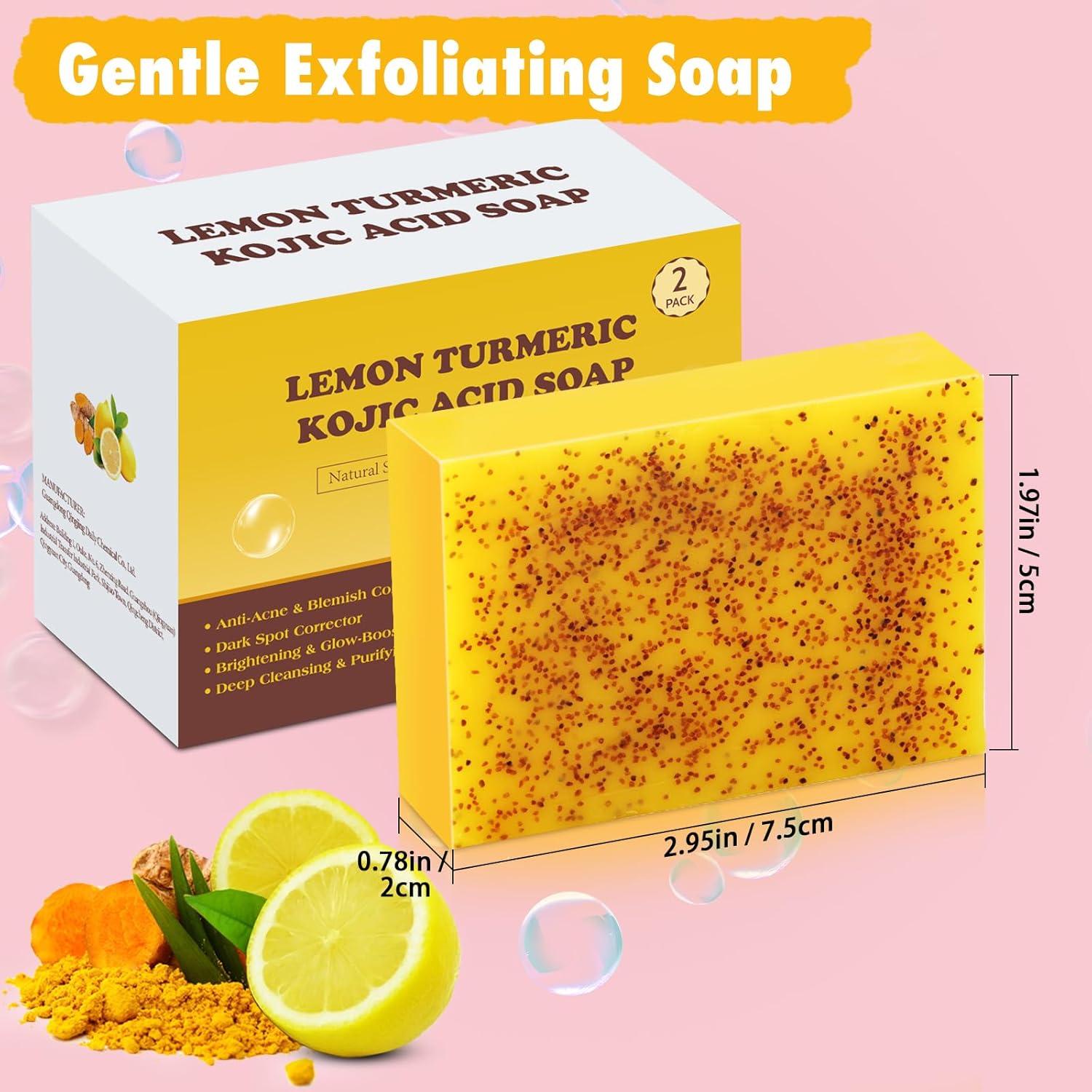 Barra de Jabón de Ácido Kójico Urrznp con Cúrcuma y Limón 2 Unidades