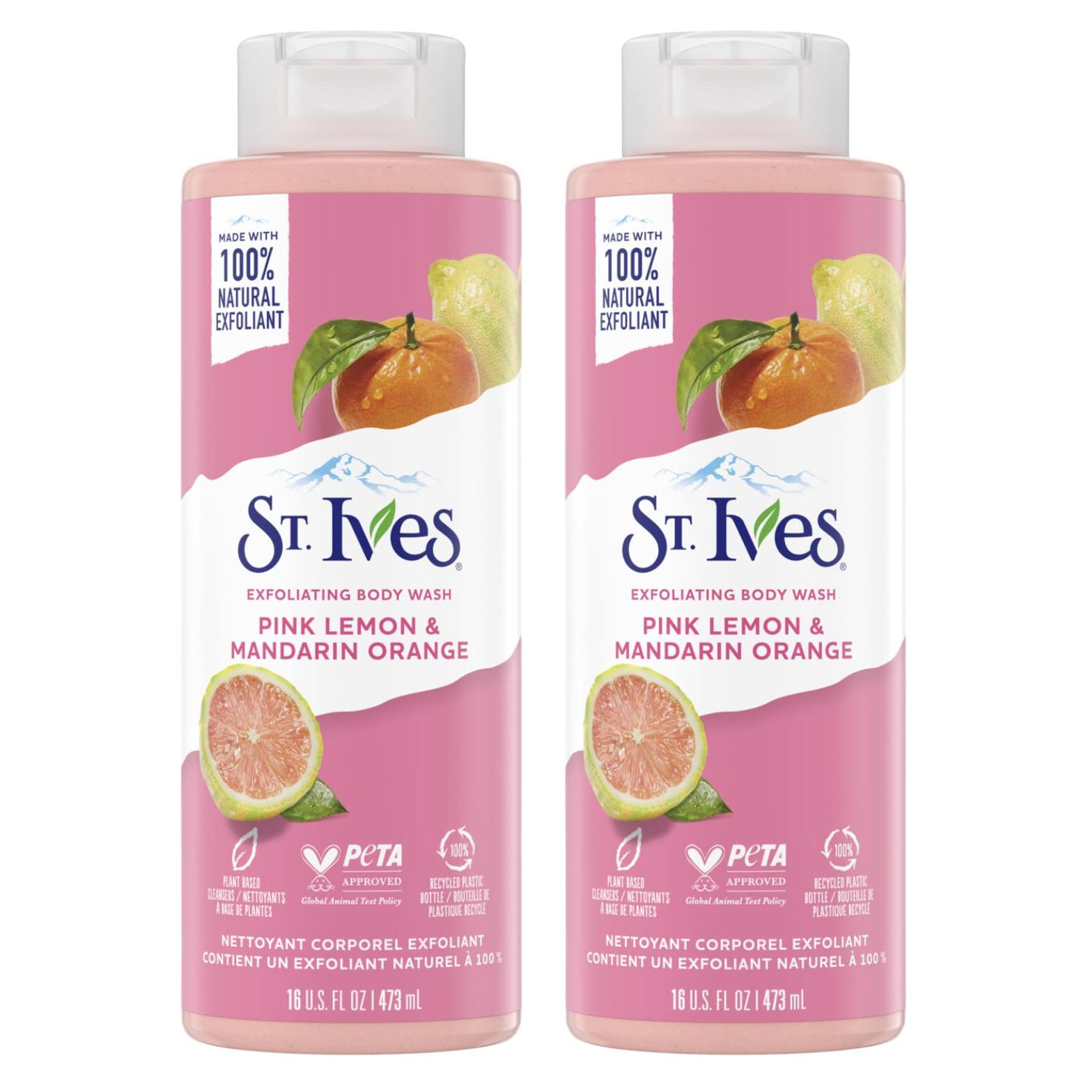 Gel de Ducha Exfoliante St. Ives Limón Rosa y Naranja 2-Pack 453g