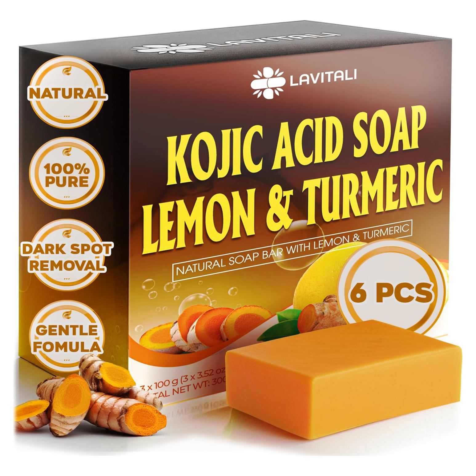 Jabón Natural LaVitali 6 Piezas Ácido Kójico Limón Cúrcuma