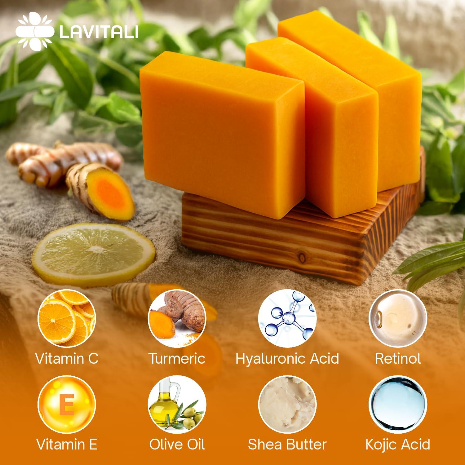 Jabón Natural LaVitali 6 Piezas Ácido Kójico Limón Cúrcuma