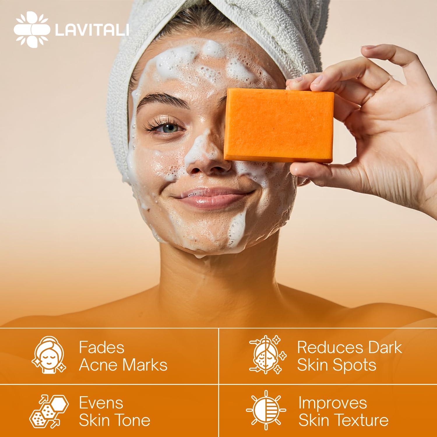 Jabón Natural LaVitali 6 Piezas Ácido Kójico Limón Cúrcuma