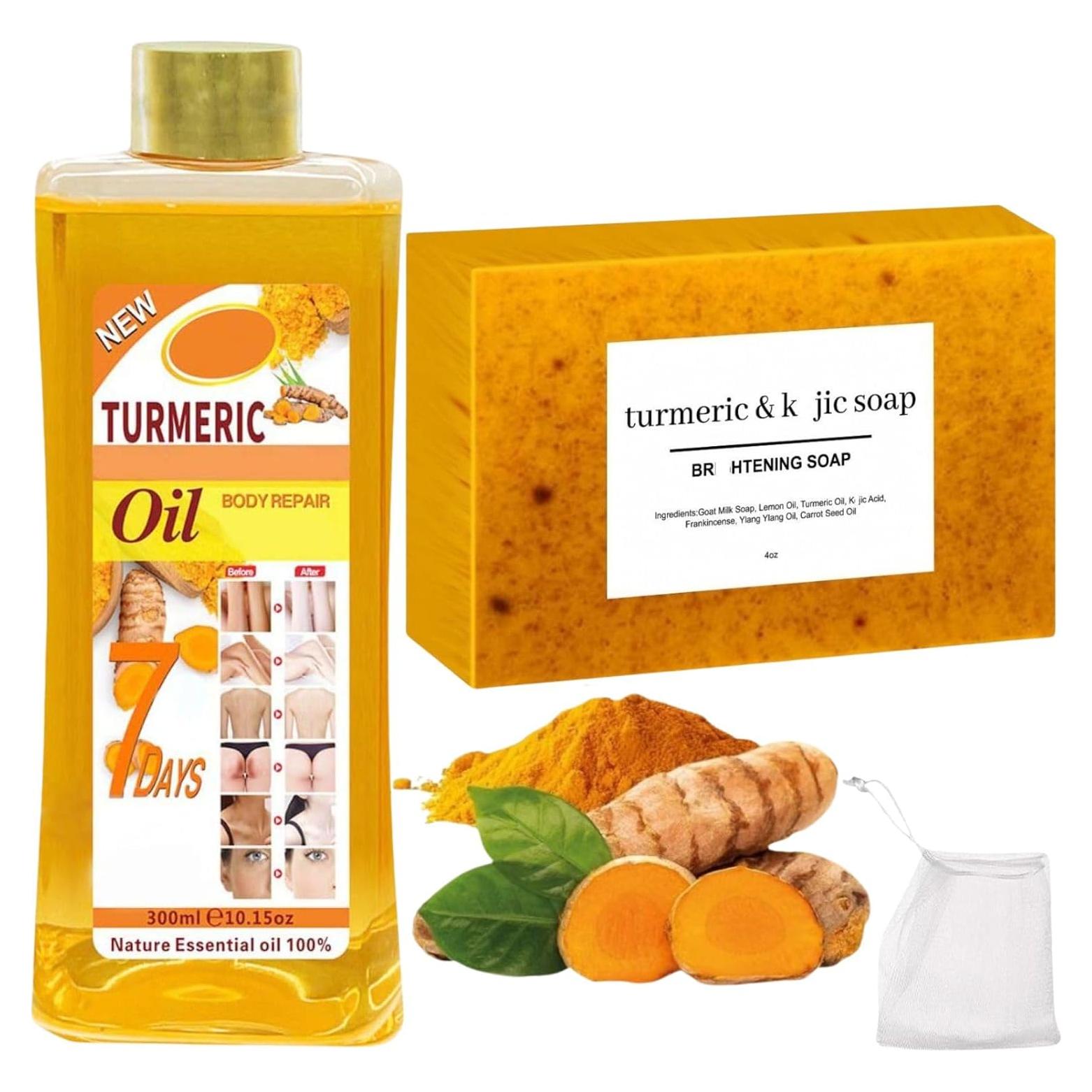 Juego de Jabón de Cúrcuma y Aceite Esencial Suave 7