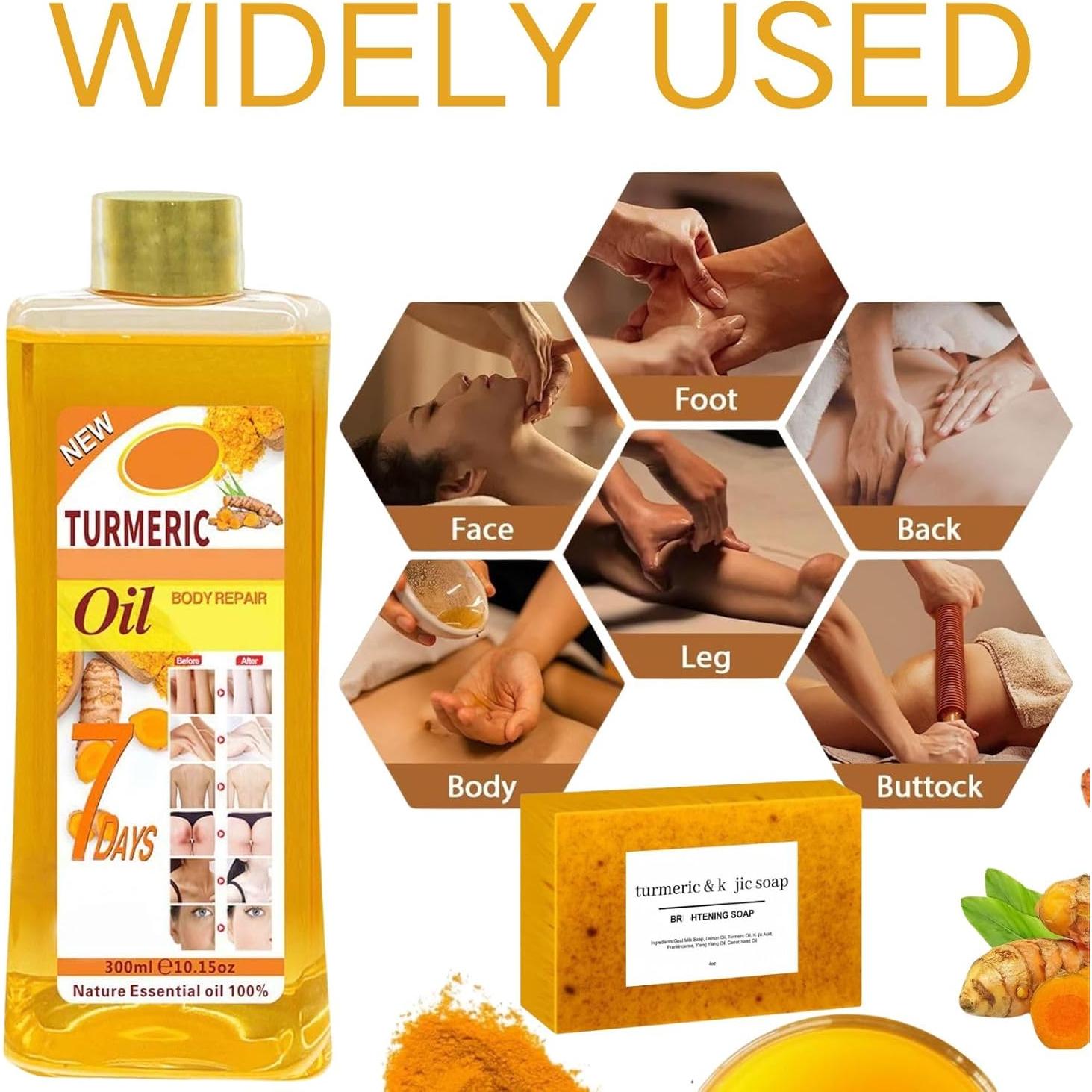 Juego de Jabón de Cúrcuma y Aceite Esencial Suave 7