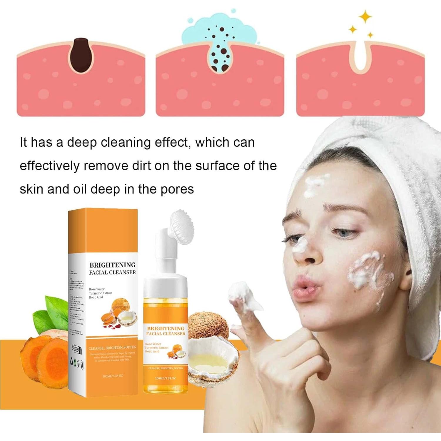 Set de Cuidado Facial de Cúrcuma KTouler - 100 ml, 2 Jabones y 20 Almohadillas