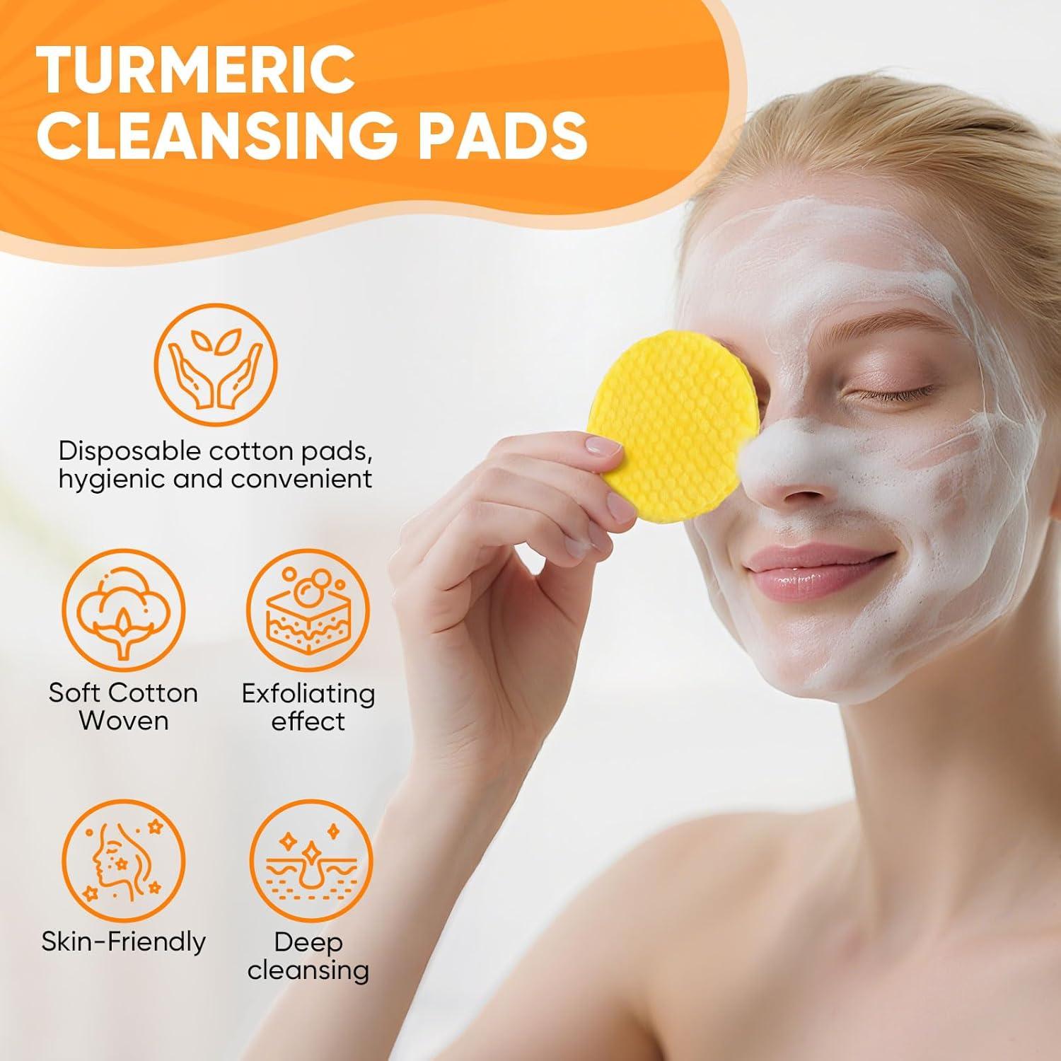 Set de Cuidado Facial de Cúrcuma 50 Discos + Jabón + Limpiador