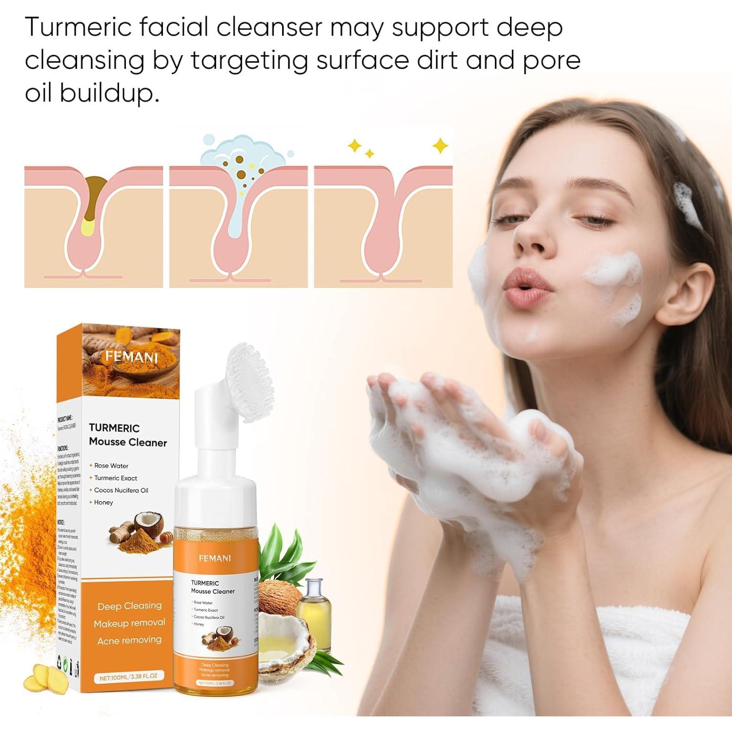 Set de Cuidado Facial de Cúrcuma 50 Discos + Jabón + Limpiador