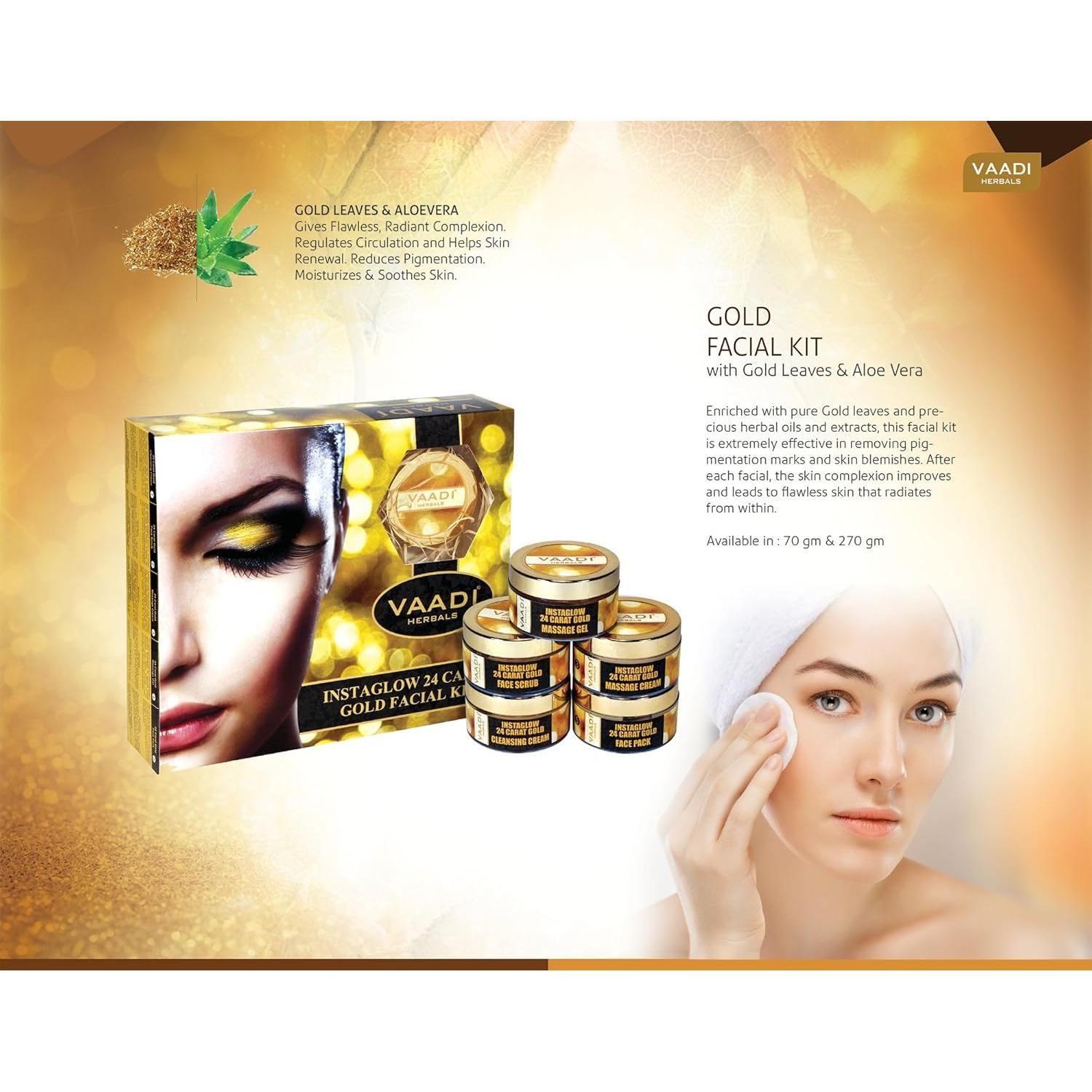 Kit Facial de Oro Vaadi Herbals - 4 Productos Naturales 70g