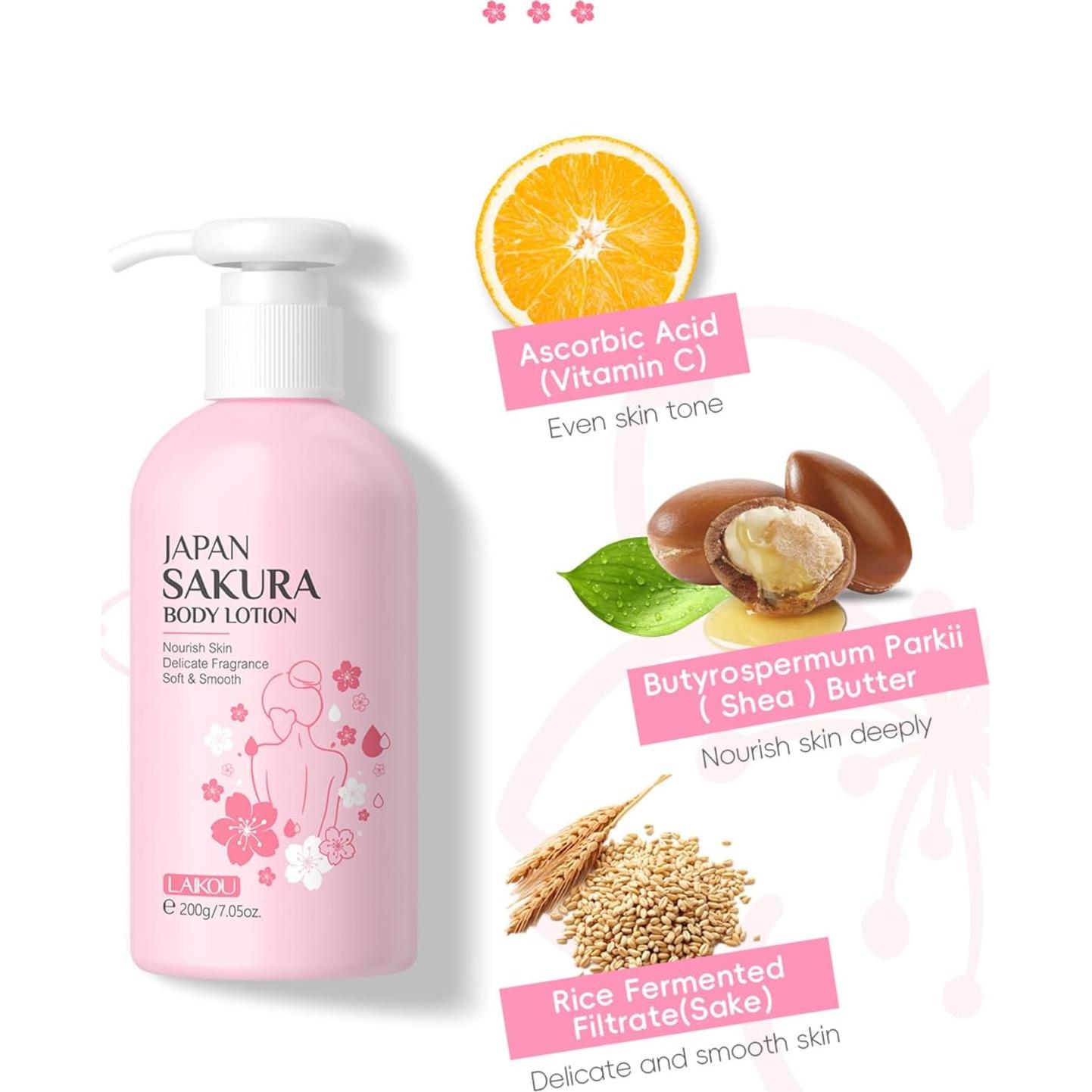 Loción Corporal Hidratante Sakura BSMKCL 200ml - Piel Suave