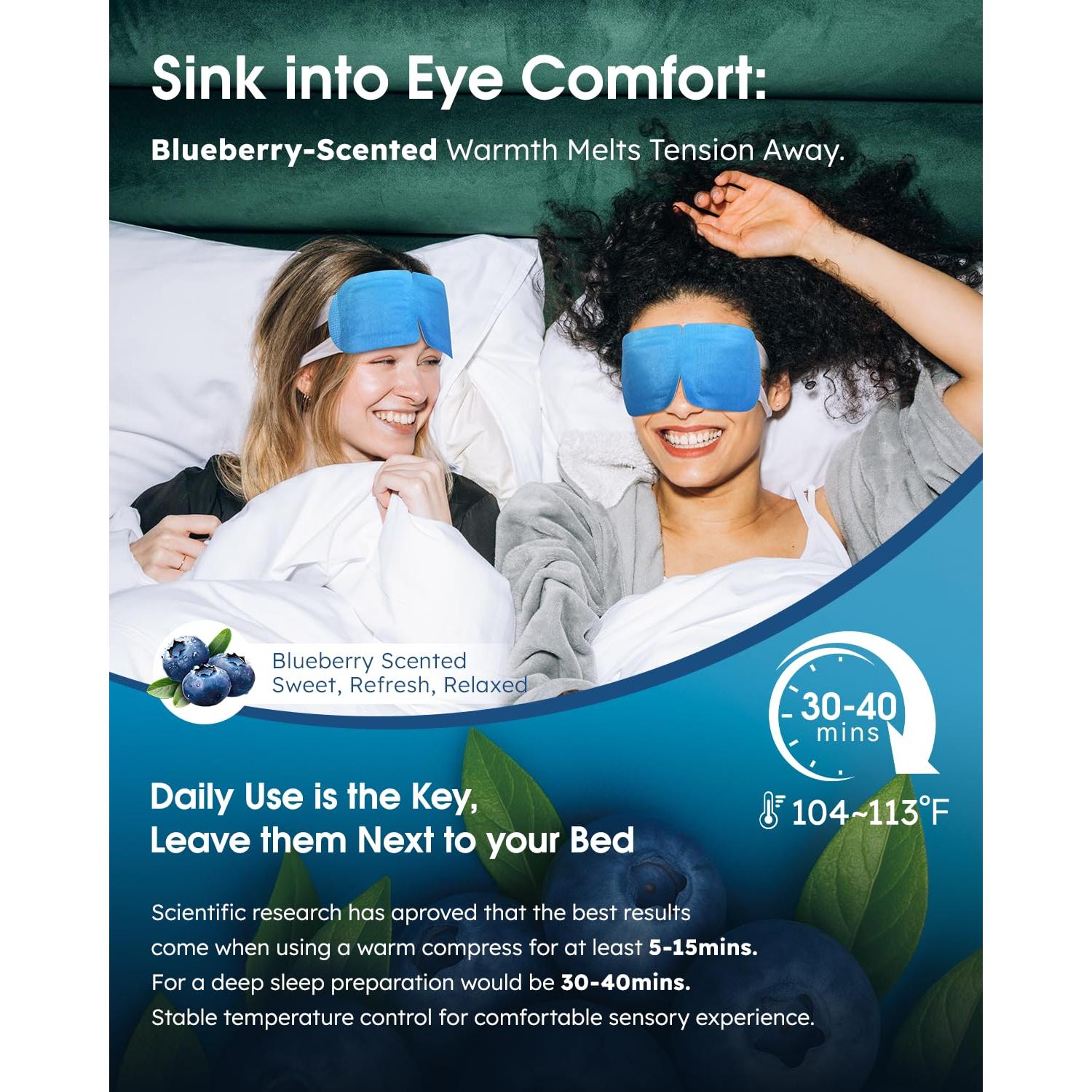 20 Mascarillas de Ojos de Vapor ProCIV - Alivio Ocular Arándano