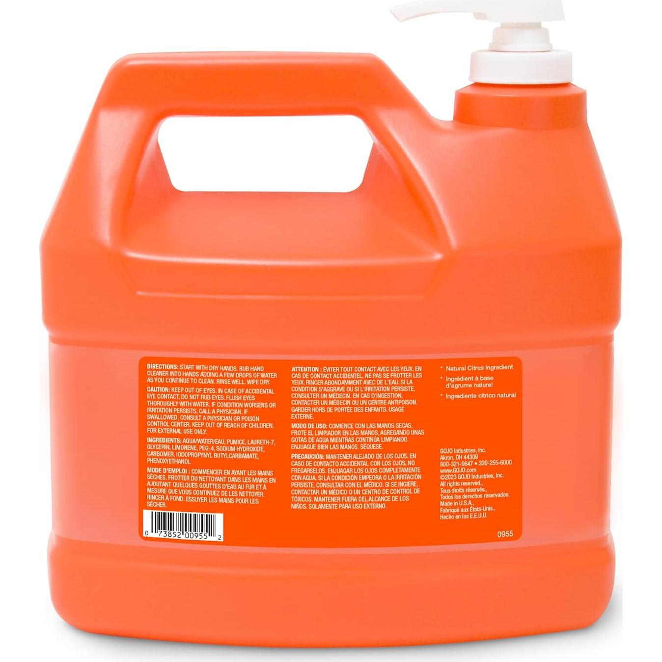 Limpiador de Manos GOJO Natural Naranja 3.99 kg con Pómez