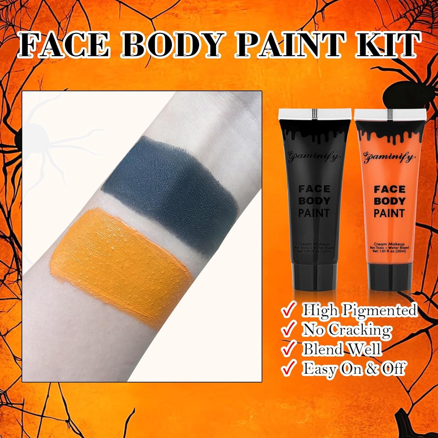 Kit de Pintura Facial y Corporal Paminify 60 ml Naranja y Negro