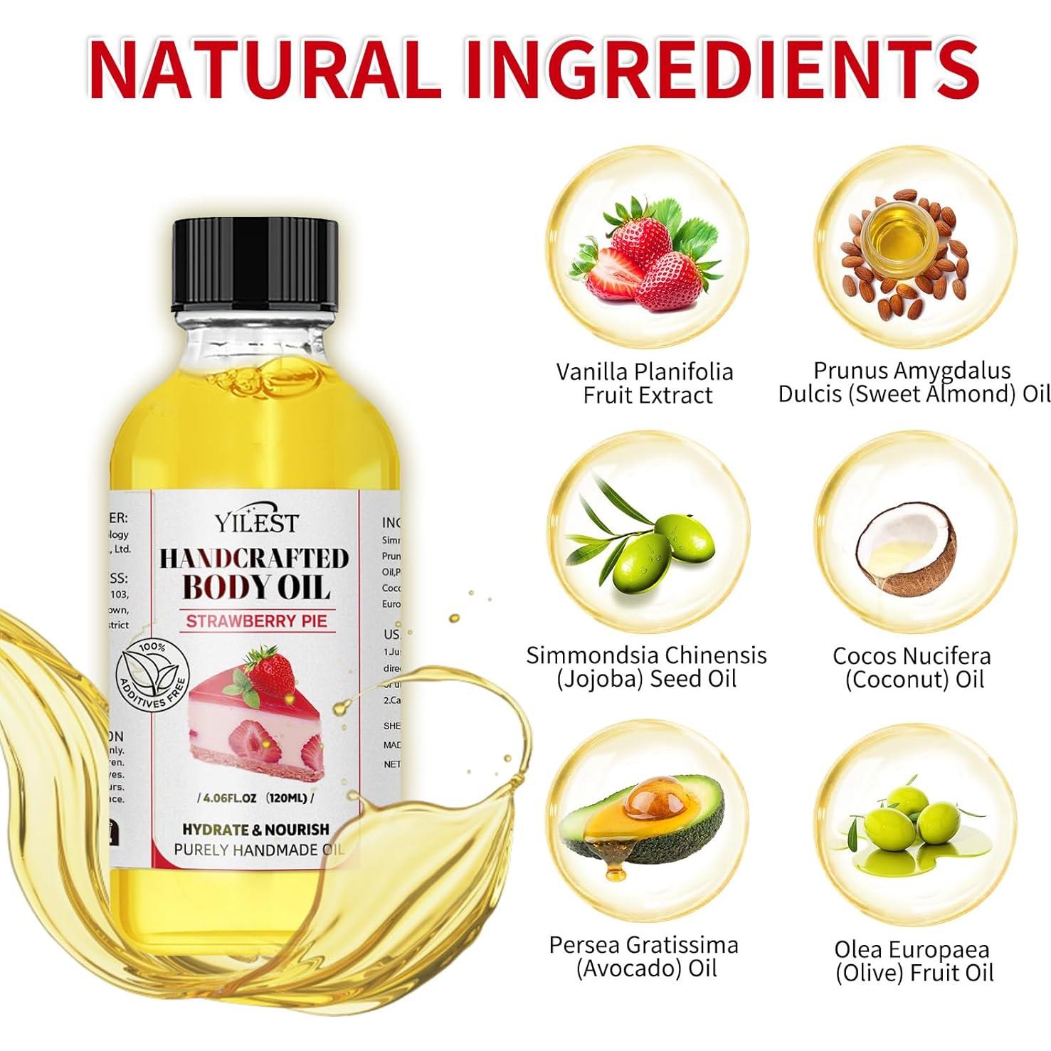 Aceite Corporal Hidratante YILEST 120 ml Aroma Fresa Natural