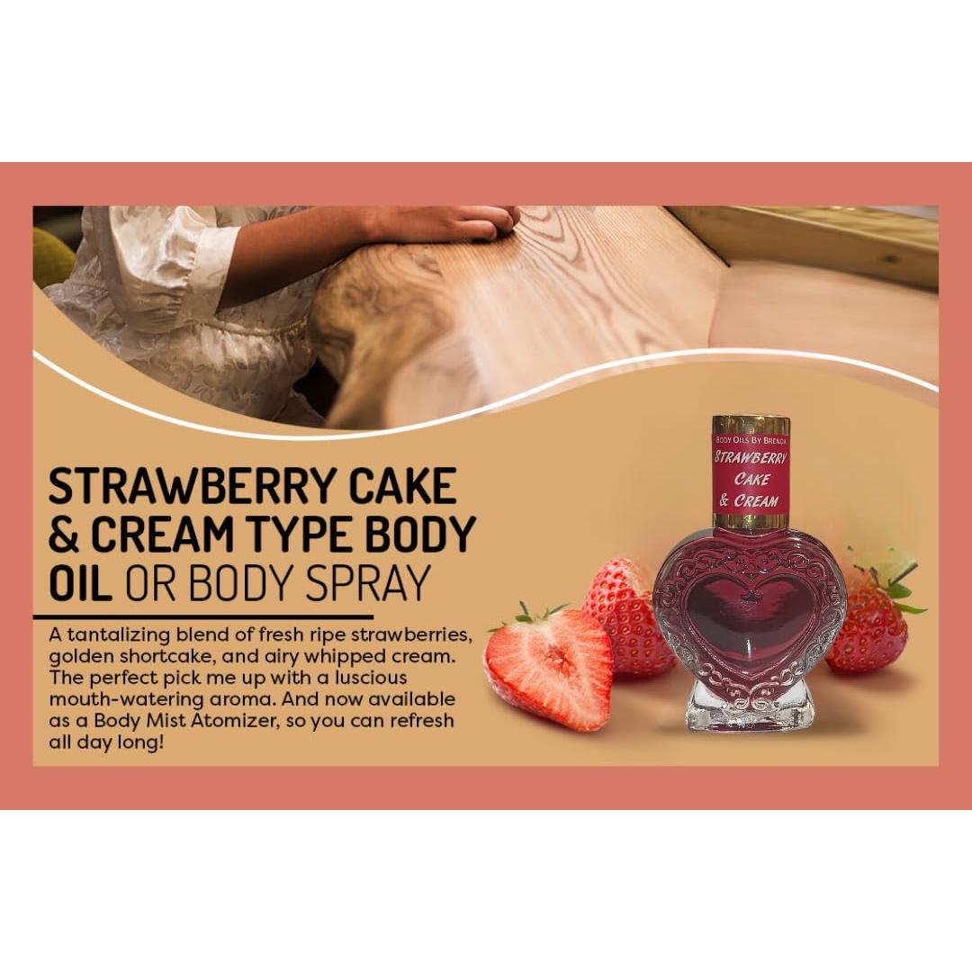 Aceite Corporal Aroma Pastel de Fresa y Crema 473 ml - Sin Alcohol