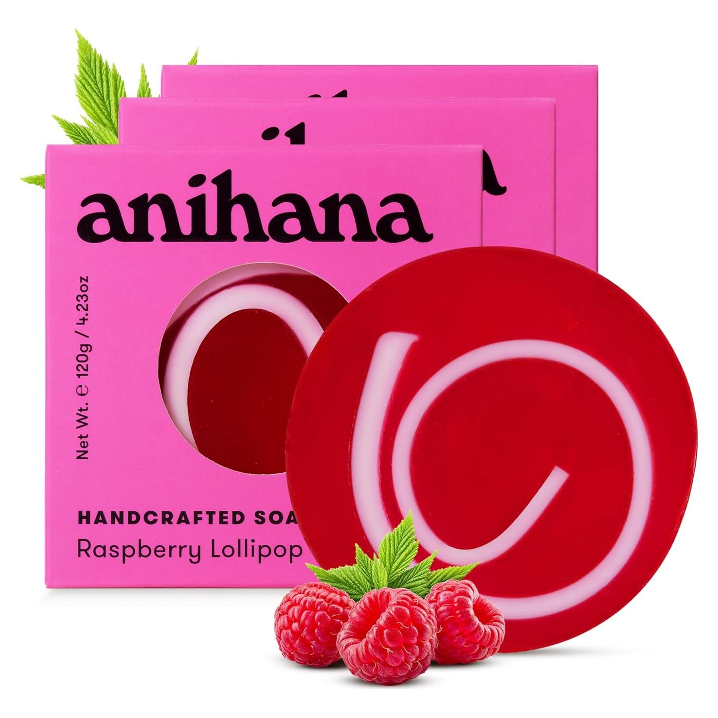 Jabón Artesanal Anihana Paquete de 3 - 120g Aroma Frambuesa