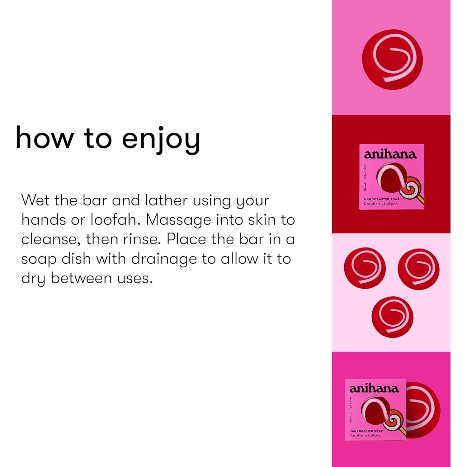 Jabón Artesanal Anihana Paquete de 3 - 120g Aroma Frambuesa