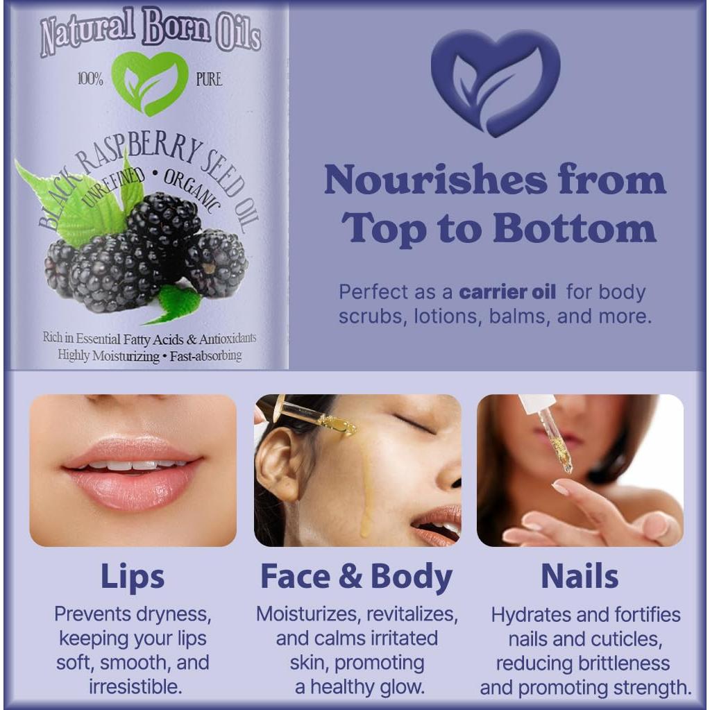 Aceite de Semilla de Frambuesa Negra Natural Born Oils 473ml Orgánico
