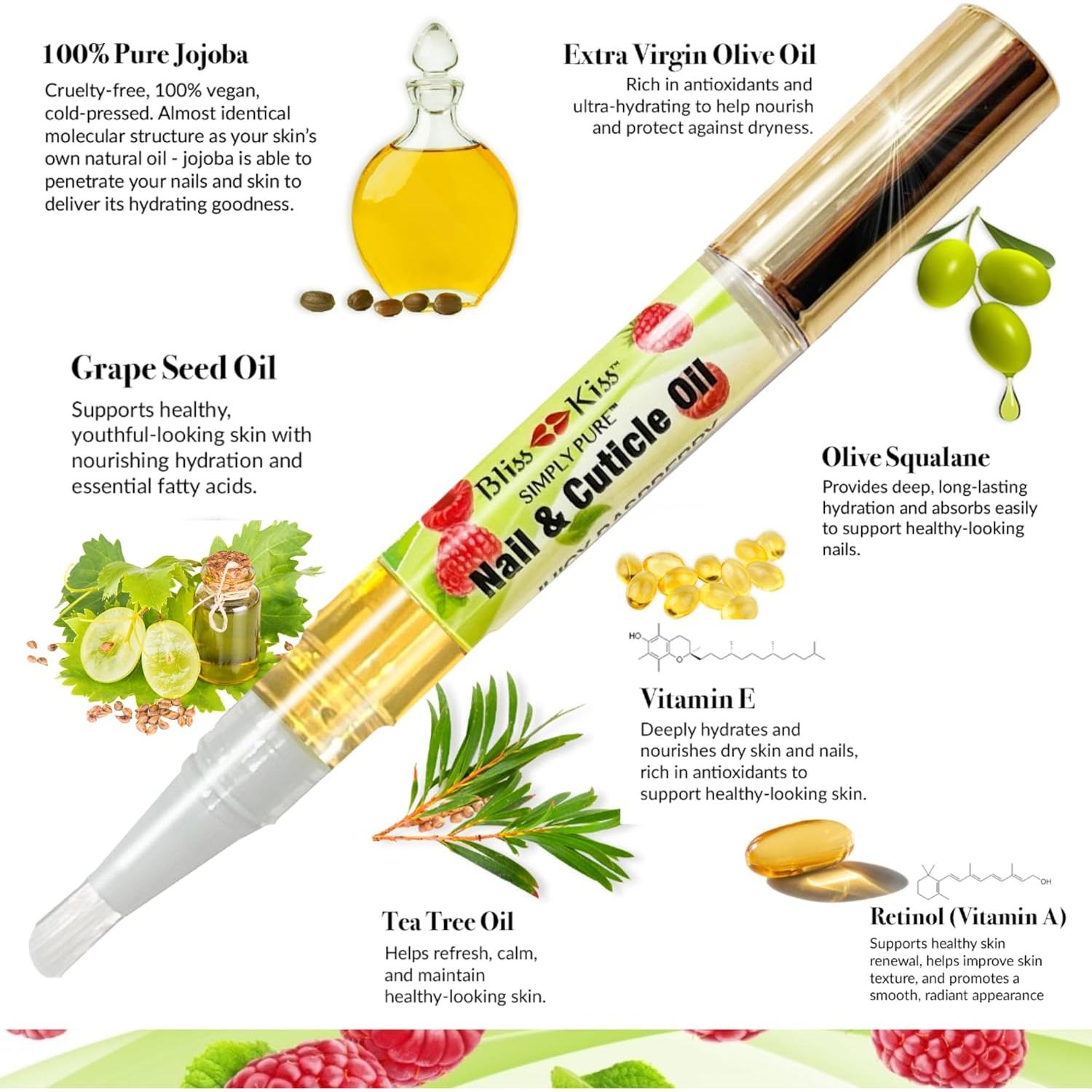 Bolígrafo de Aceite para Uñas Bliss Kiss Frambuesa 12.7cm