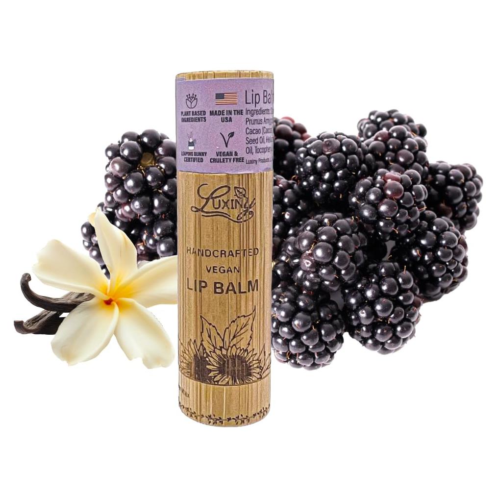 Bálsamo Labial Luxiny Vegano en Tubo de Bambú 1 Cuenta Frambuesa Negra Vainilla