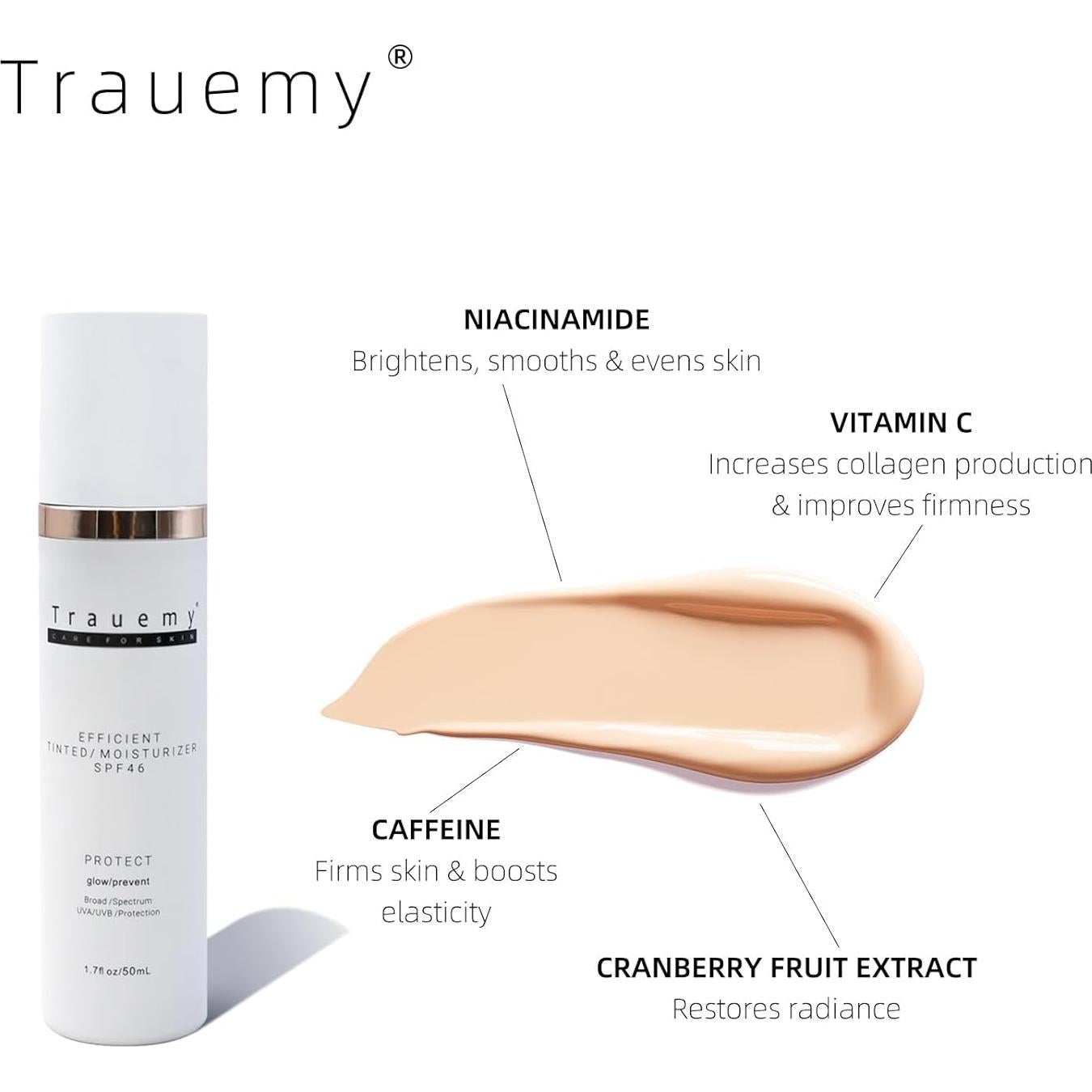 Hidratante Facial Tinte SPF 46 Trauemy - 48.2g