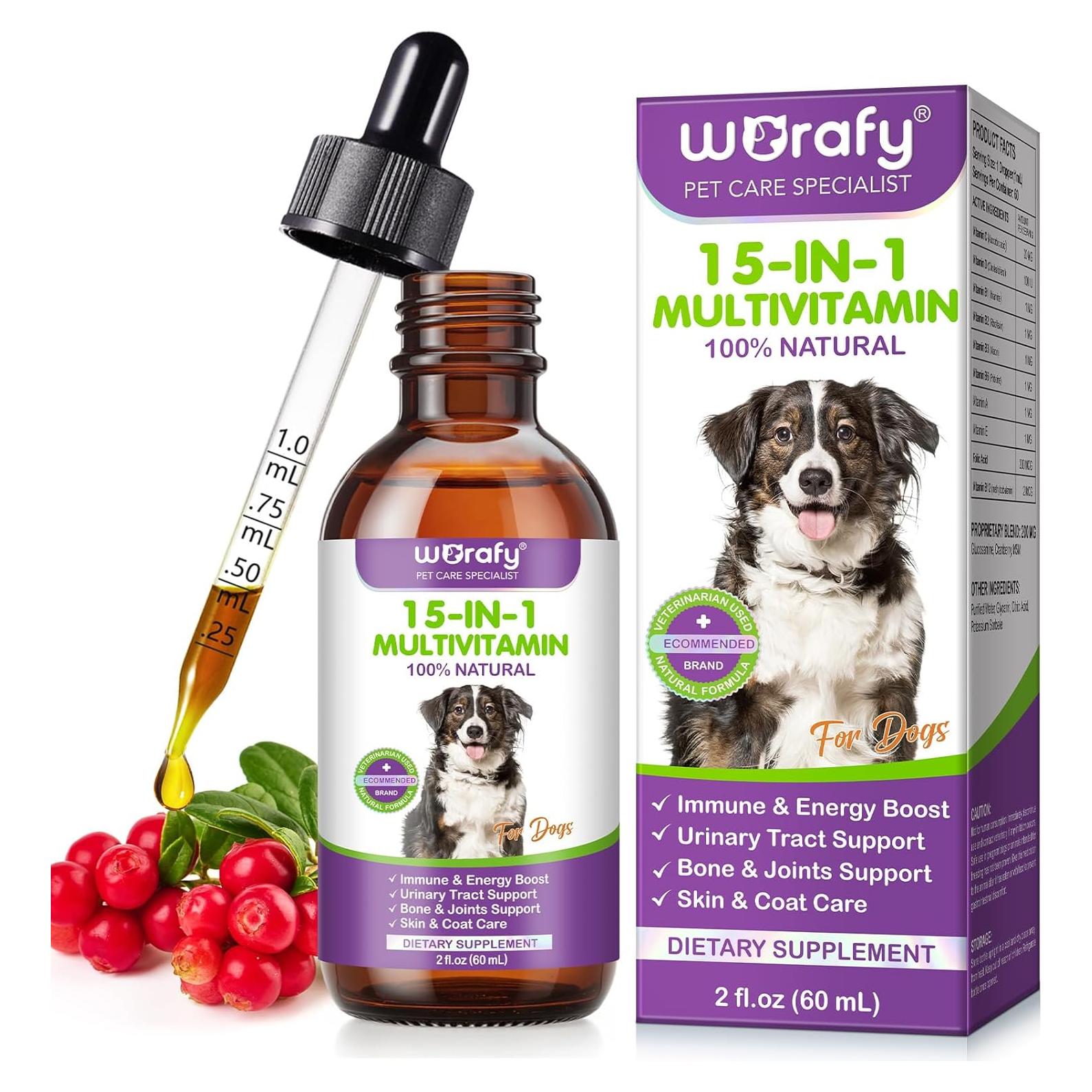 Gotas Multivitamínicas para Perros Vceeoy 15 en 1 Salud Piel Articulaciones