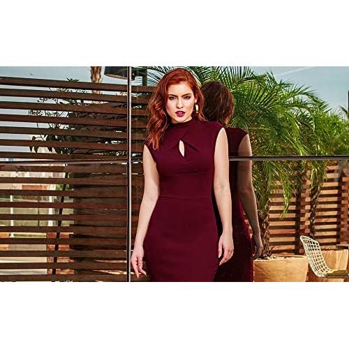 Vestido Lápiz Slim con Volantes para Mujeres Miusol - Vino Grande