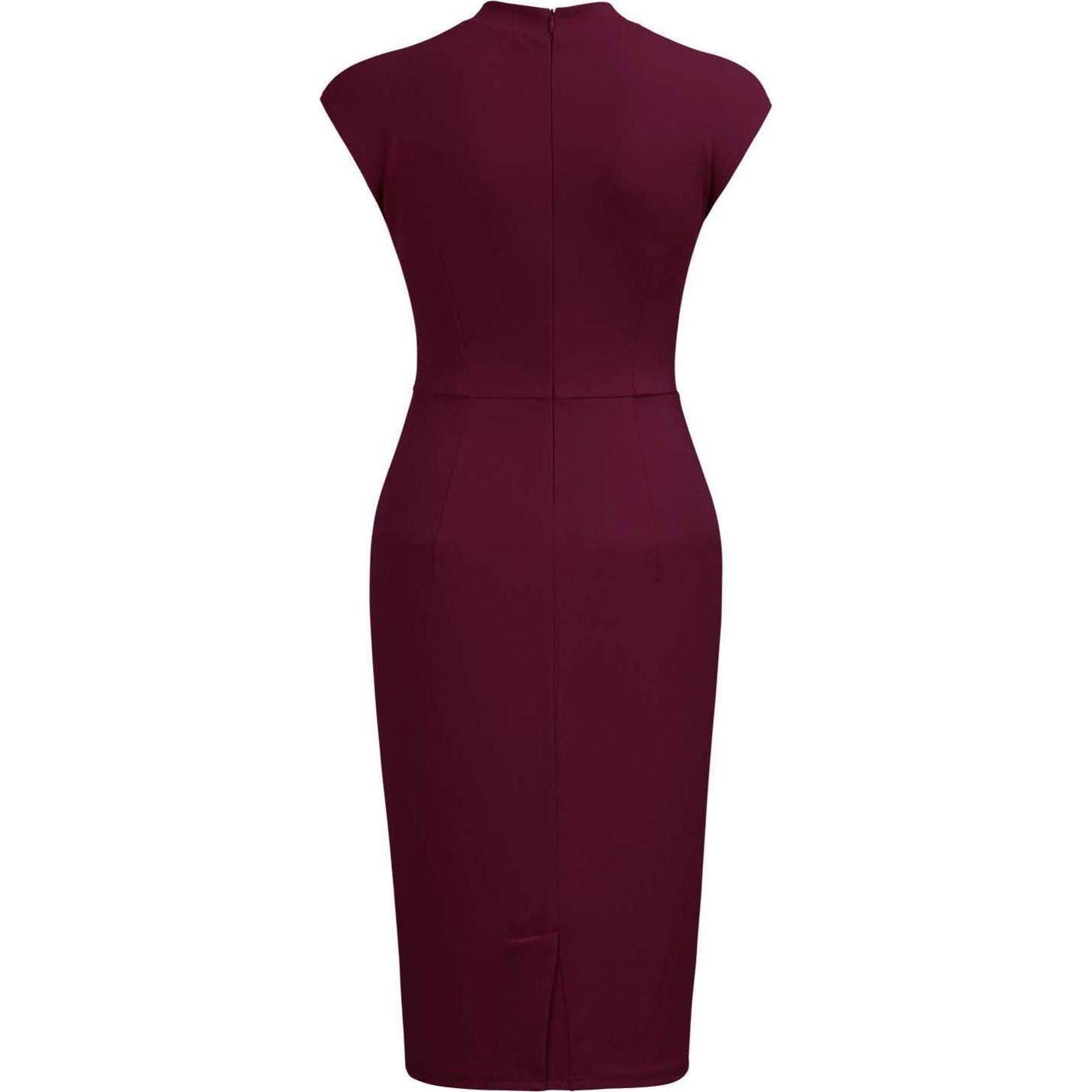 Vestido Lápiz Slim con Volantes para Mujeres Miusol - Vino Grande