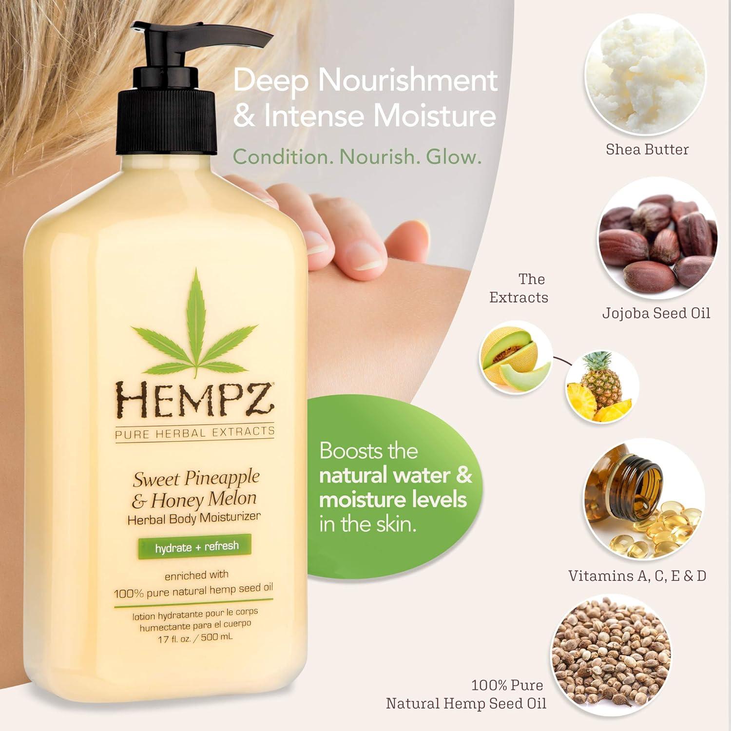 Loción Hidratante Corporal Hempz Piña y Melón 482 g