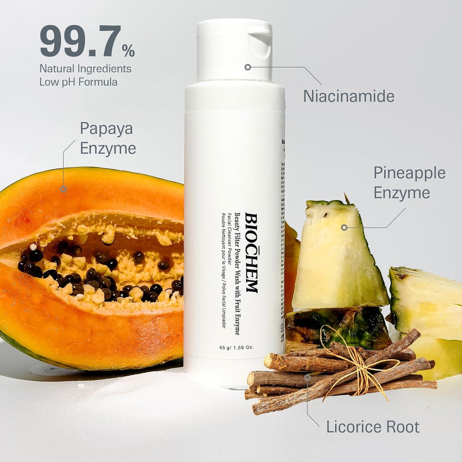 BIOCHEM Limpiador Facial en Polvo con Enzimas de Papaya y Piña 45g