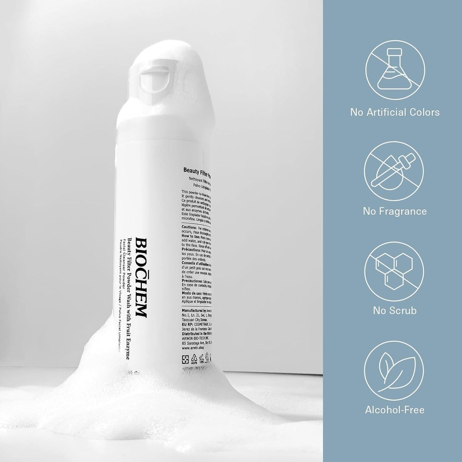 BIOCHEM Limpiador Facial en Polvo con Enzimas de Papaya y Piña 45g