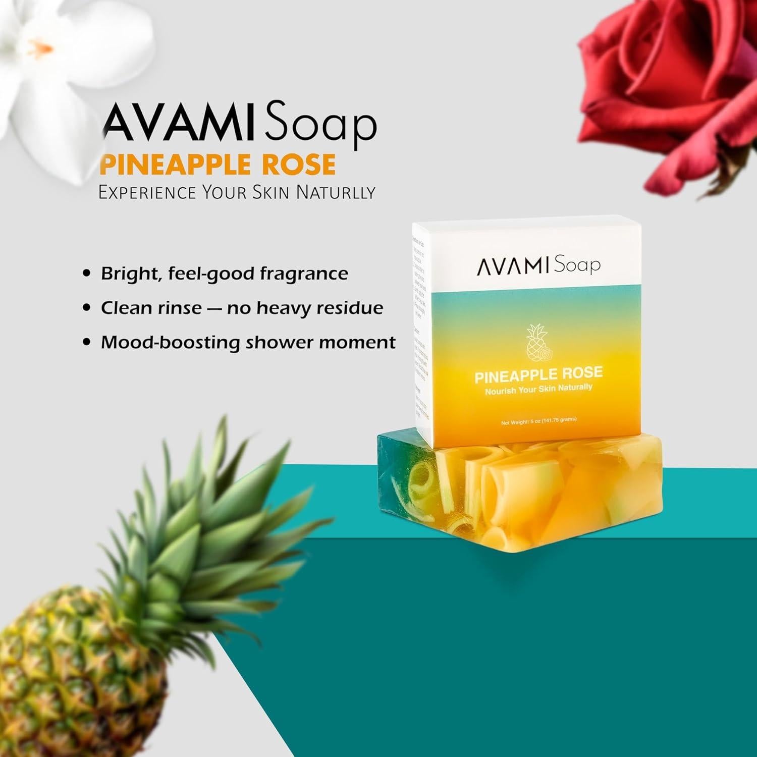 Jabón en barra natural hidratante Avami Piña Rosa 141g