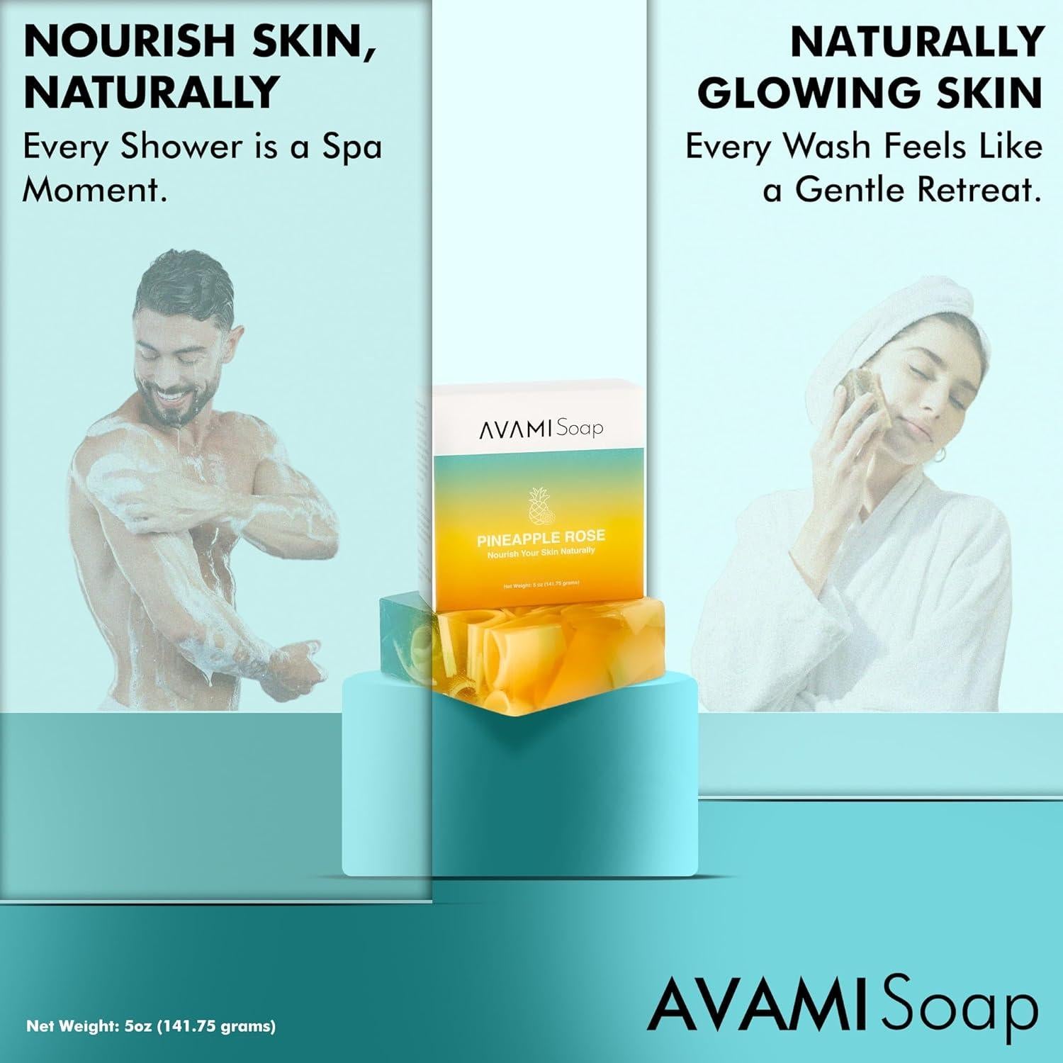 Jabón en barra natural hidratante Avami Piña Rosa 141g