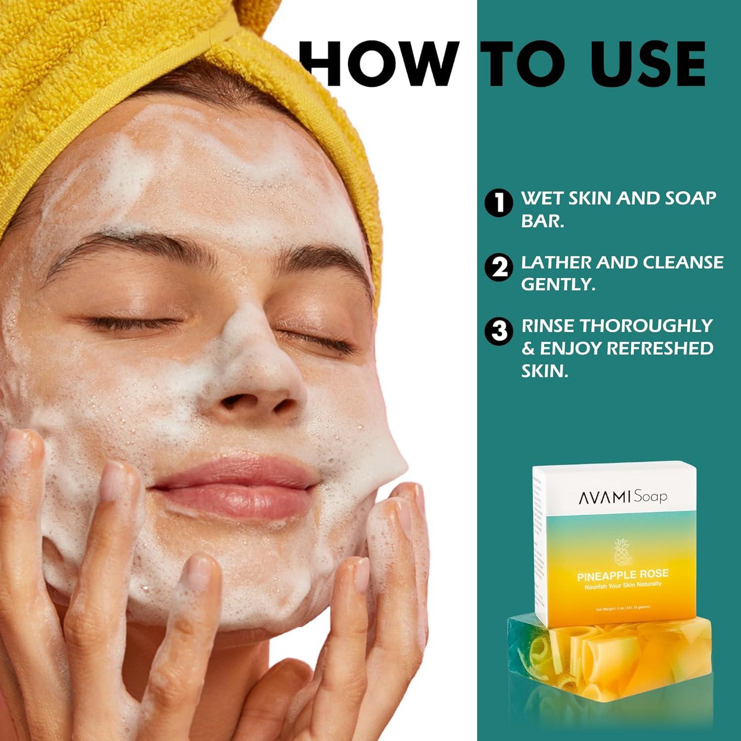 Jabón en barra natural hidratante Avami Piña Rosa 141g